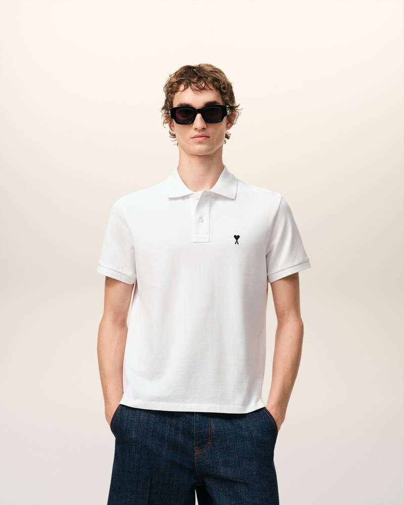 AMI Paris WHITE COTTON SHORT SLEEVES AMI DE COEUR POLO SHIRT outlook