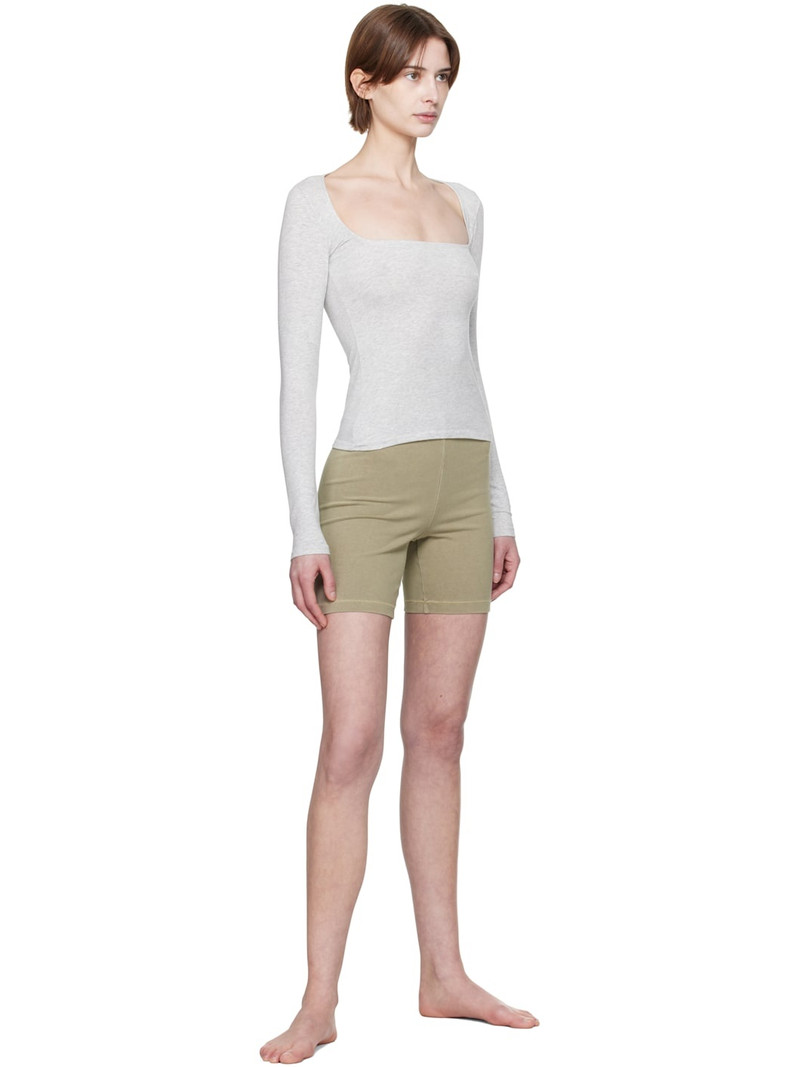 SKIMS Gray Cotton Jersey Scoop Neck Long Sleeve T-shirt outlook