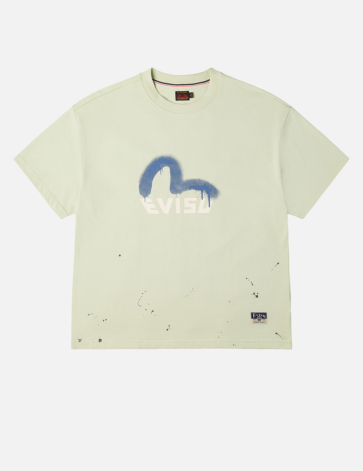 Graffiti-Style Seagull and Logo Print Relax Fit T-Shirt - 3