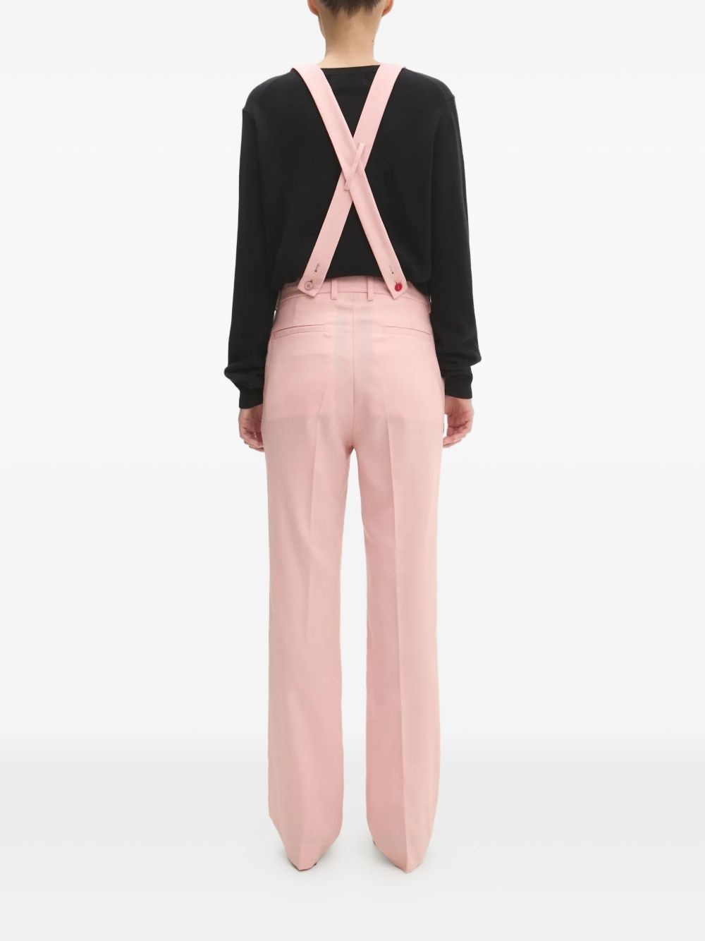 wool embroidered-strap trousers - 3