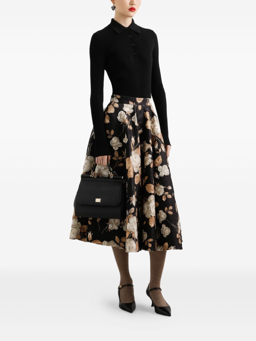 rose-print pleated midi skirt - 2