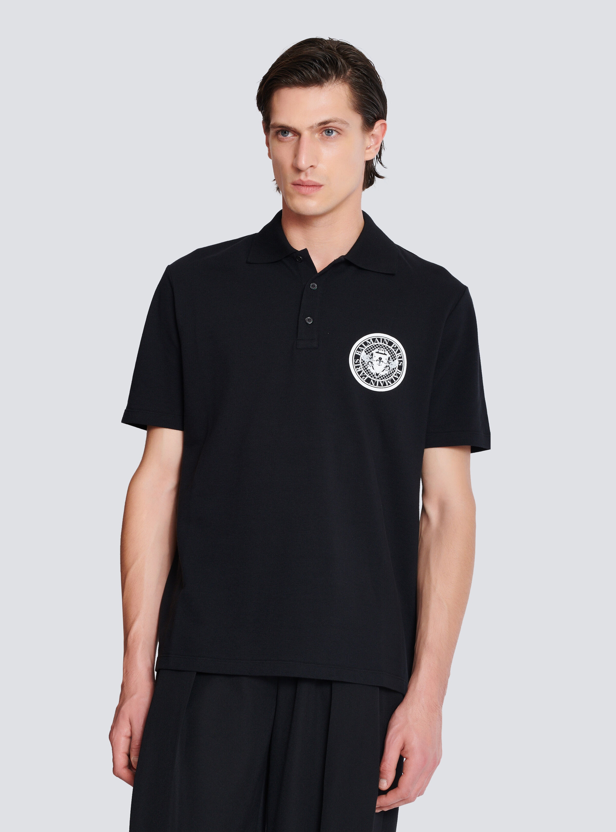 Cotton polo shirt with "Coin" print - 6