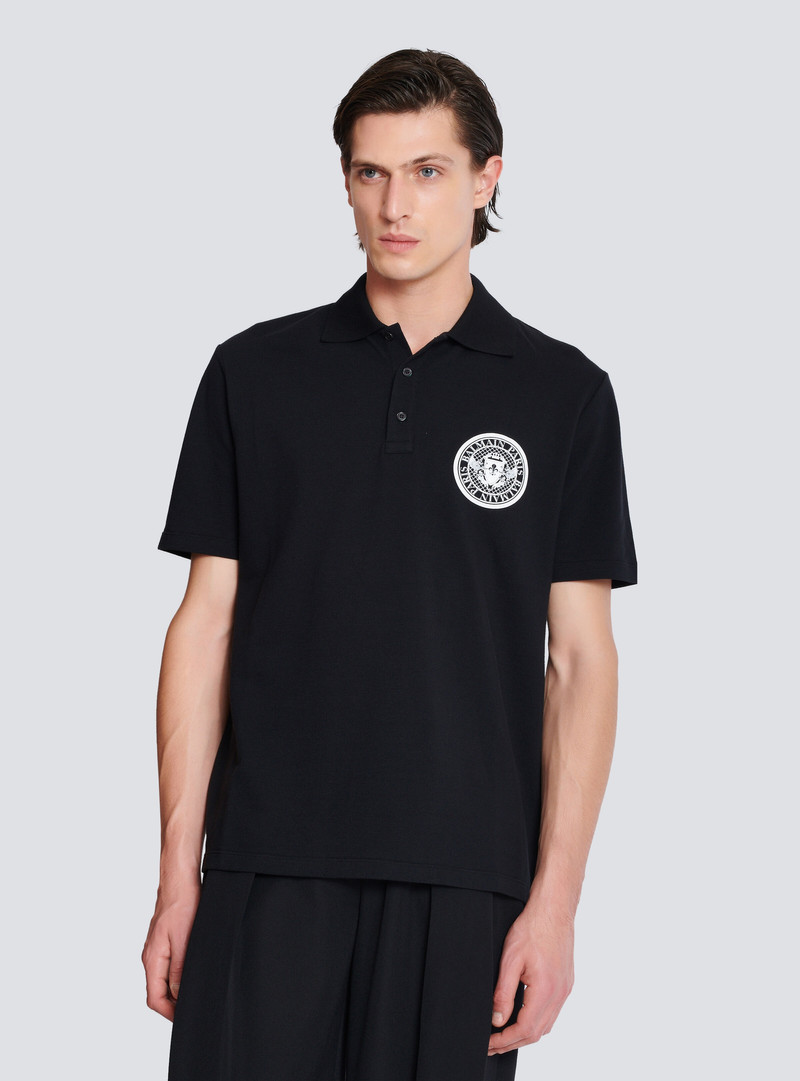 Cotton polo shirt with "Coin" print 6