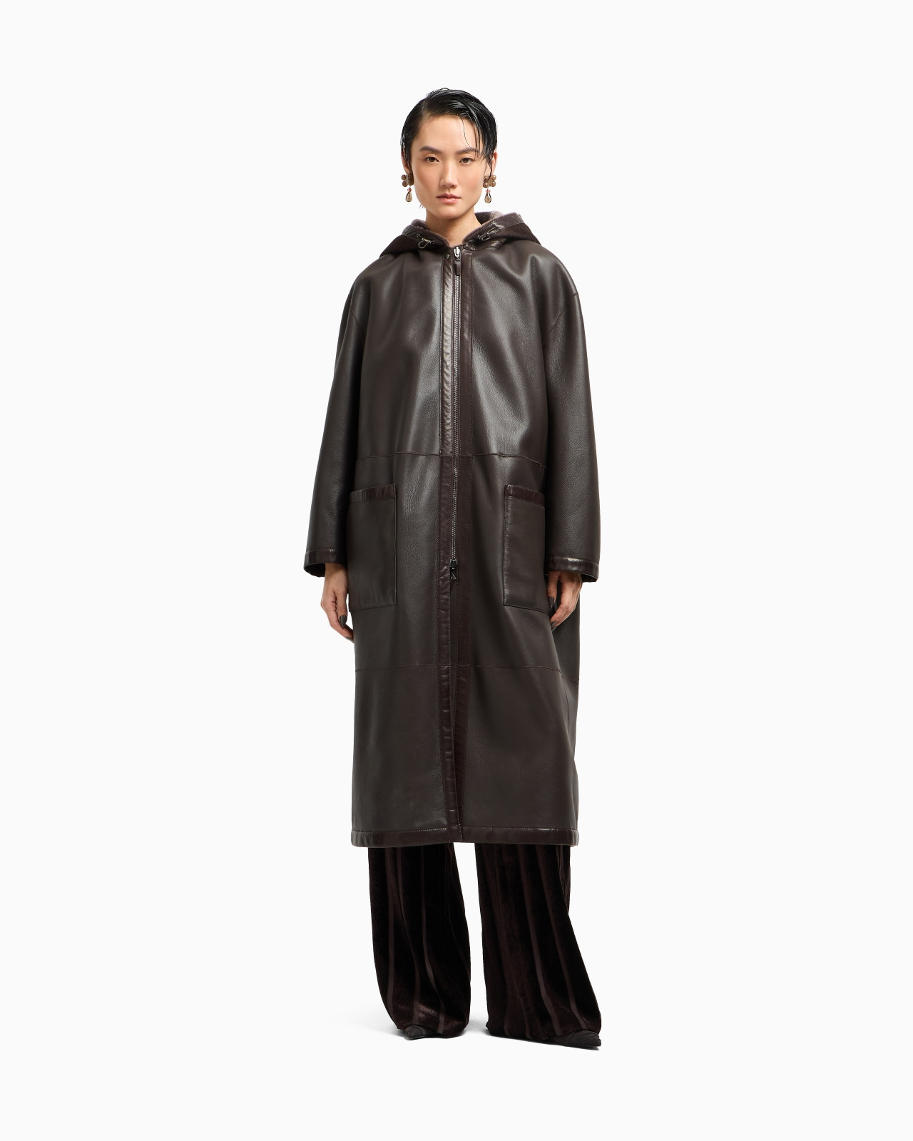 LONG LAMBSKIN SHEARLING COAT - 7