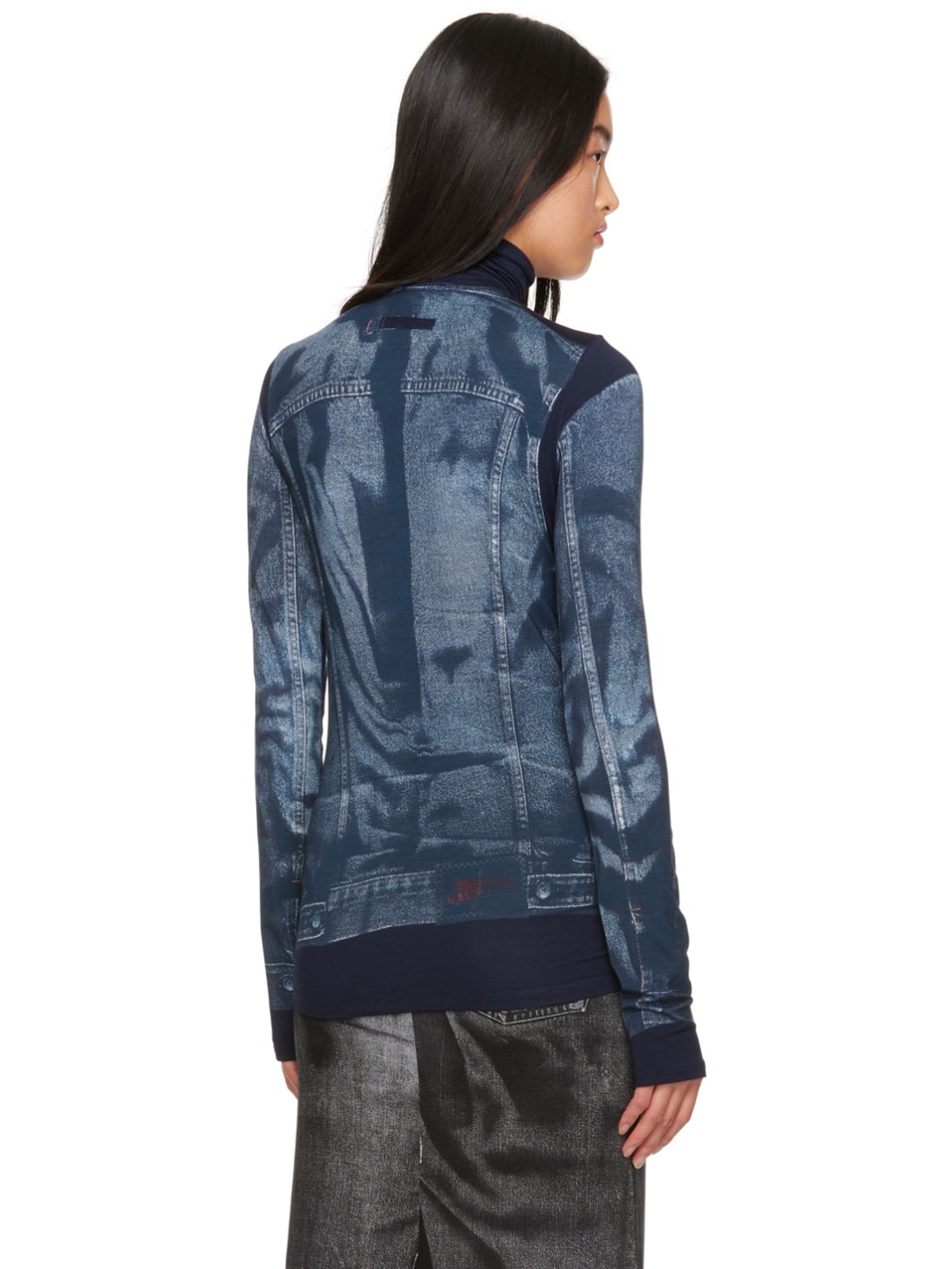 Blue Trompe L'œil Turtleneck - 3