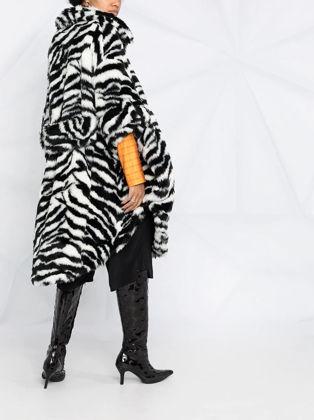 oversized zebra high-low coat - 6