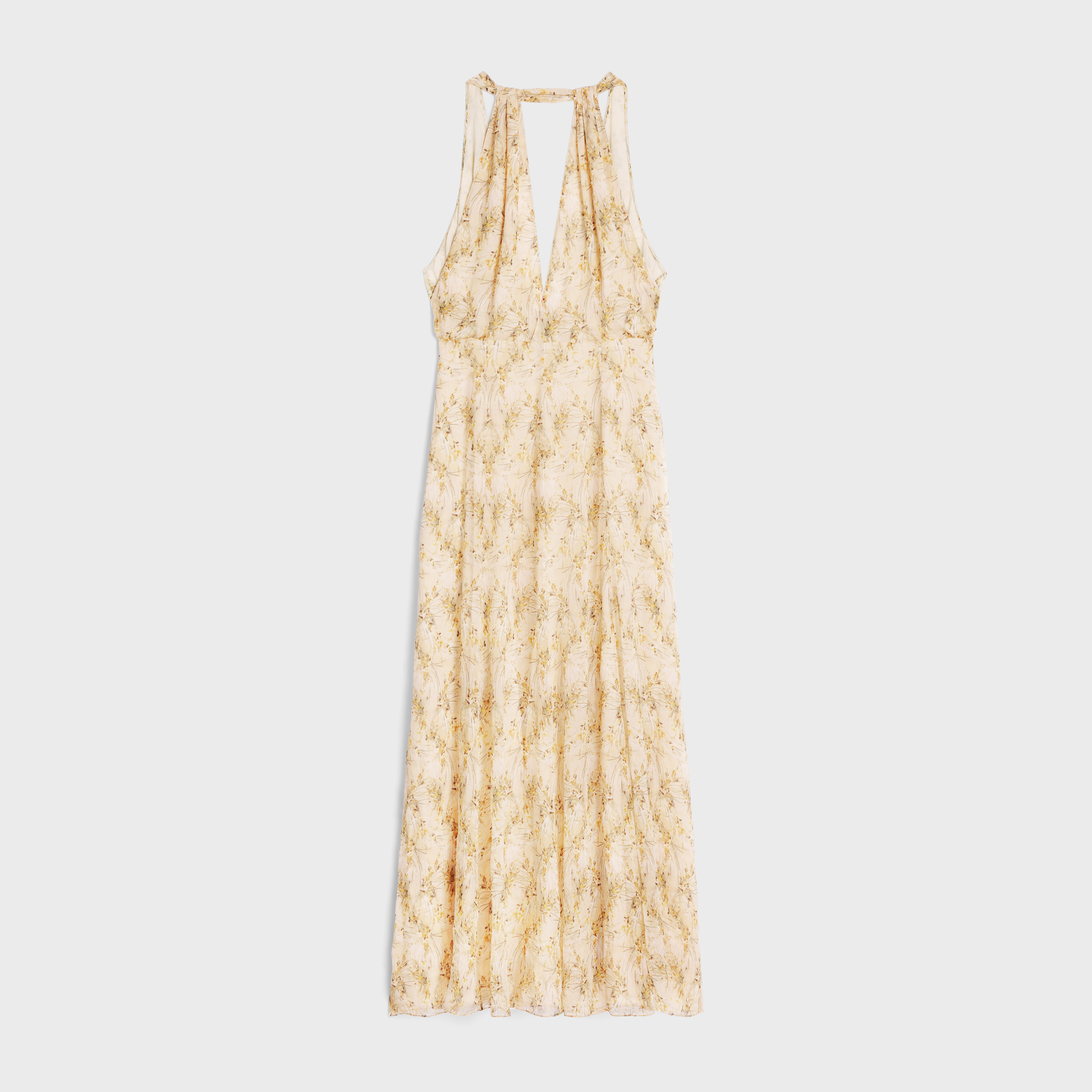 low-cut foulard dress in silk crêpe - 2