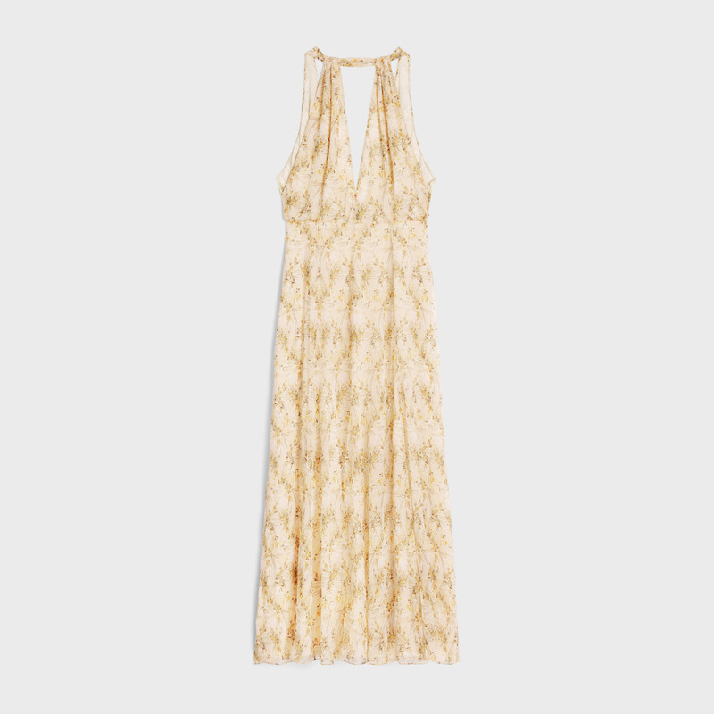 CELINE low-cut foulard dress in silk crêpe outlook