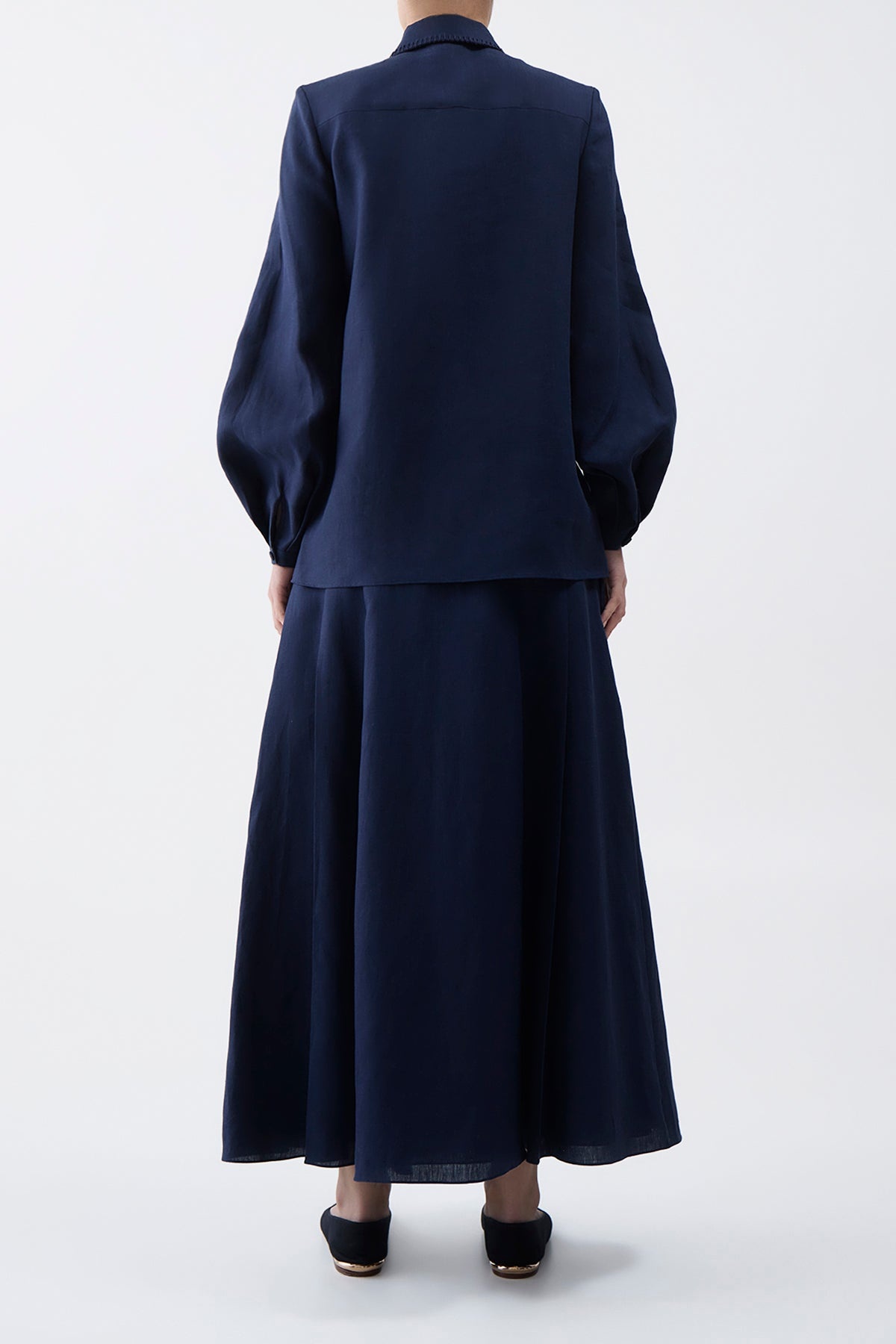 Delmer Top in Navy Aloe Linen - 4