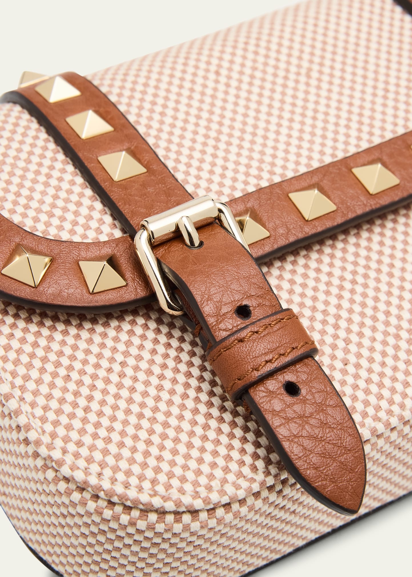 Rockstuds Buckle Flap Canvas Crossbody Bag - 5