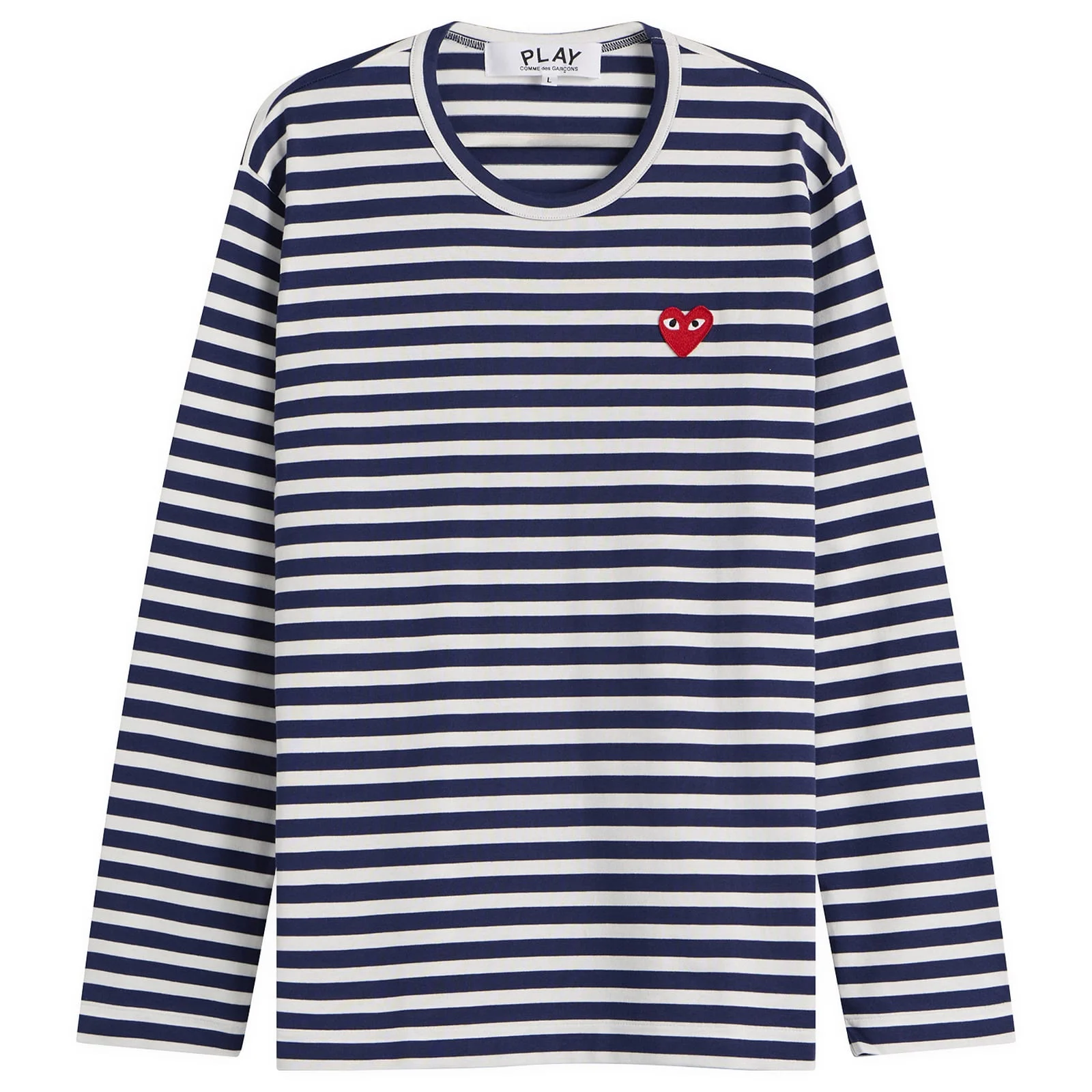 Comme des Garçons Play Stripe Red Heart Emblem Long Sleeve T - 1