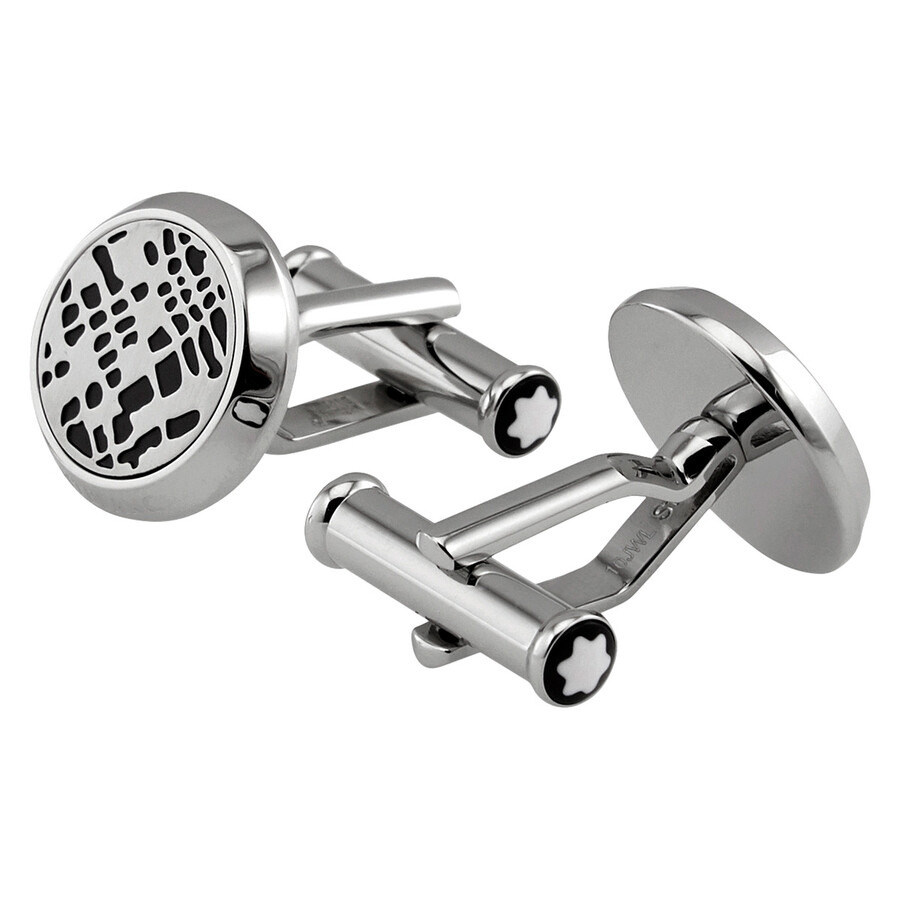 Montblanc Dots pattern Steel PVD Black Cufflinks - 2