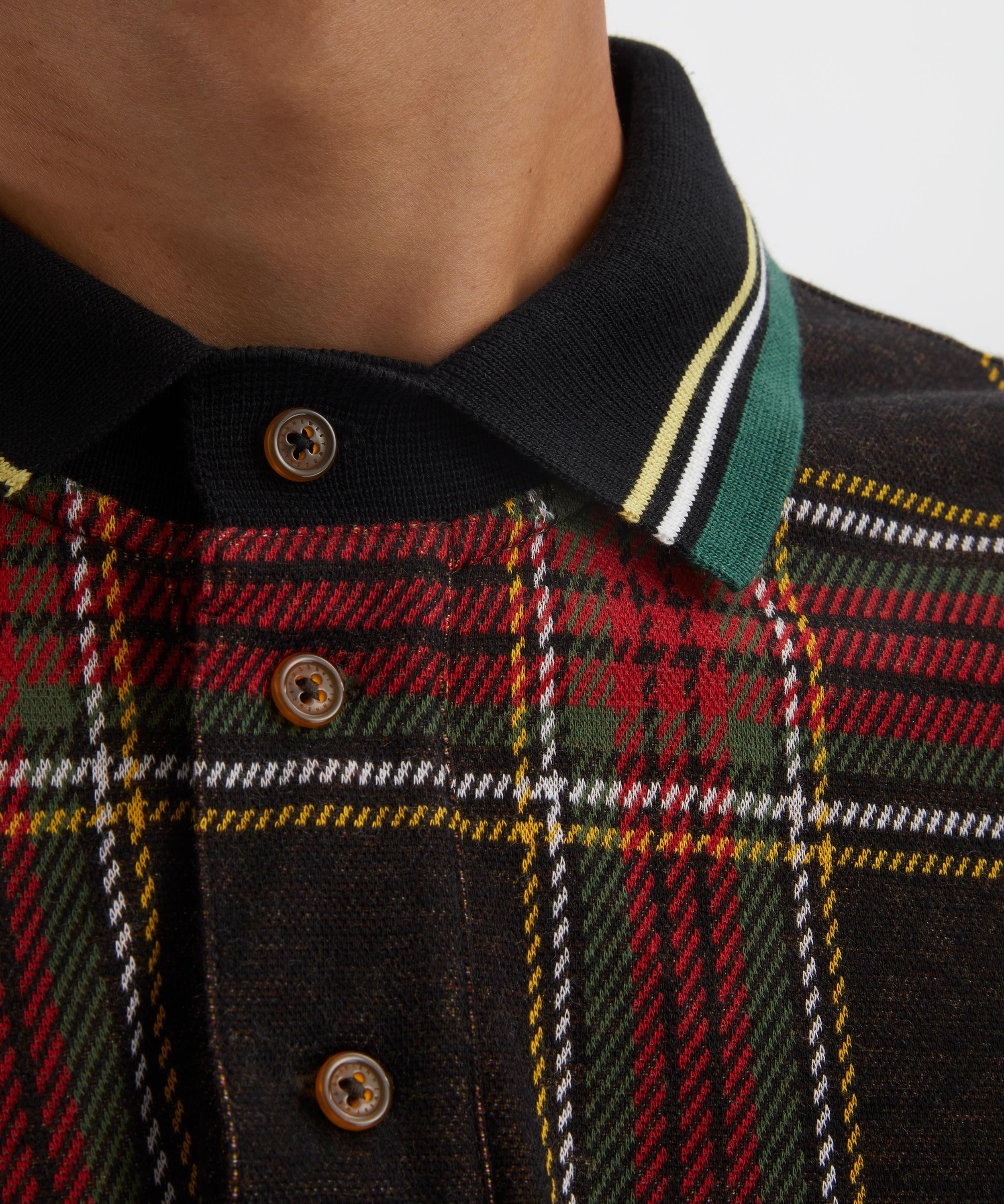 Long-Sleeve Tartan Polo - 5