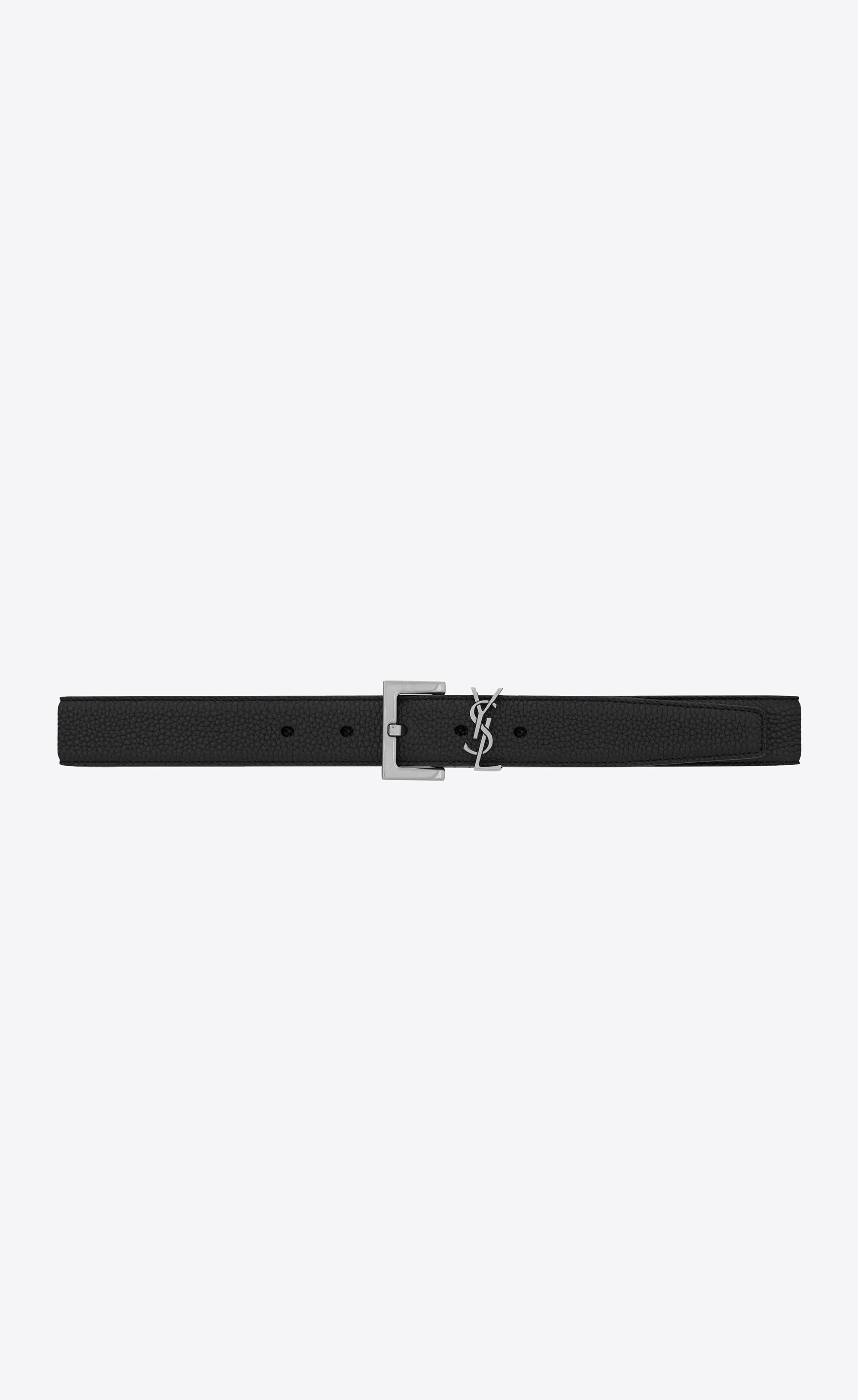 monogramme belt with square buckle in grained leather - 1