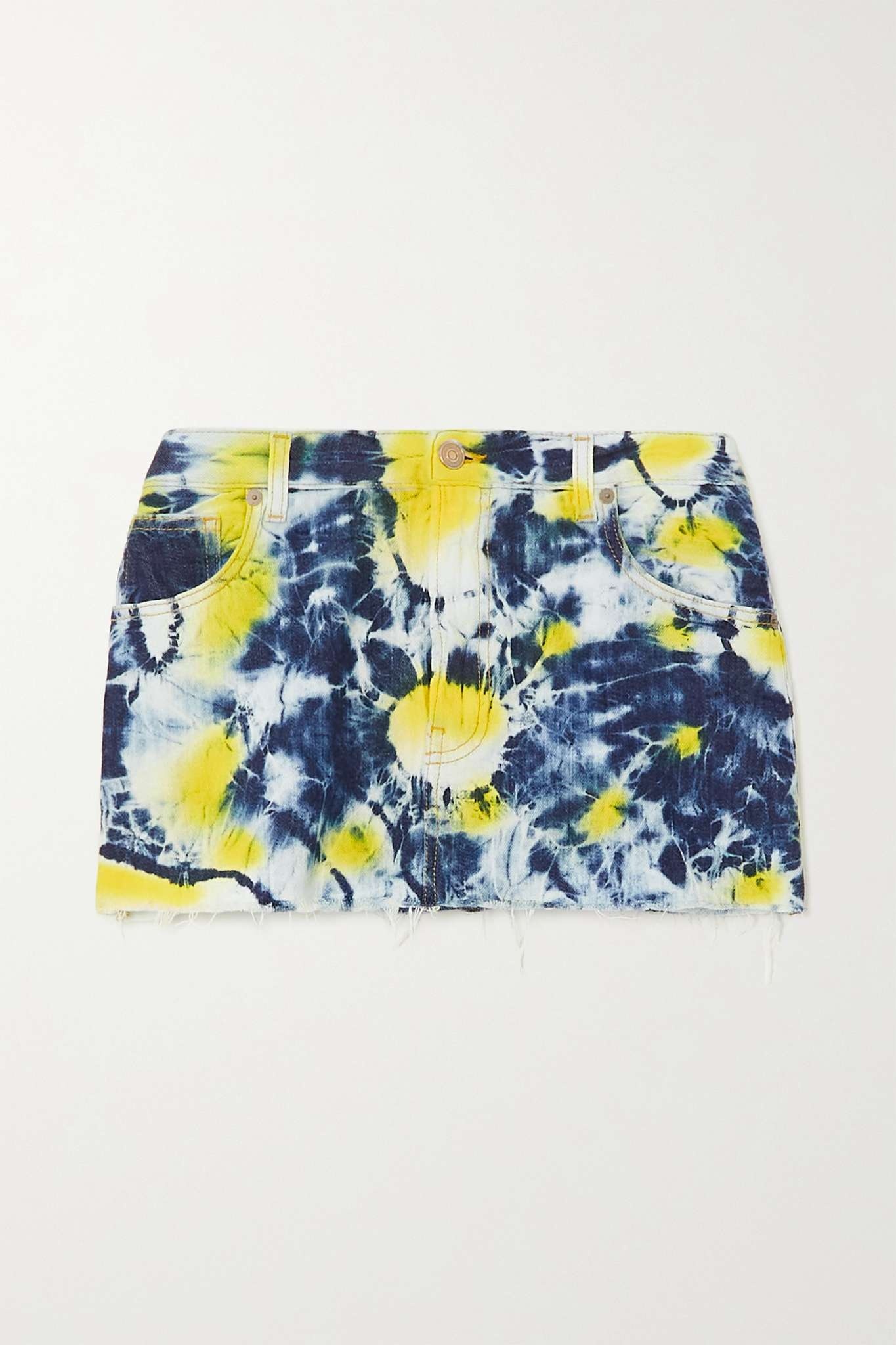 Moonrise frayed tie-dyed denim mini skirt - 1