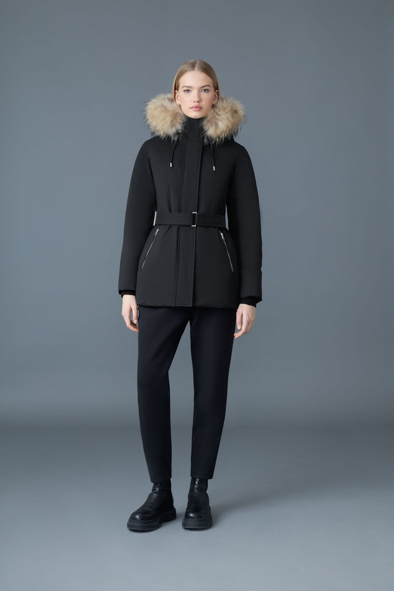 JENI-F 2-in-1 down parka with removable bib and natural fur 3