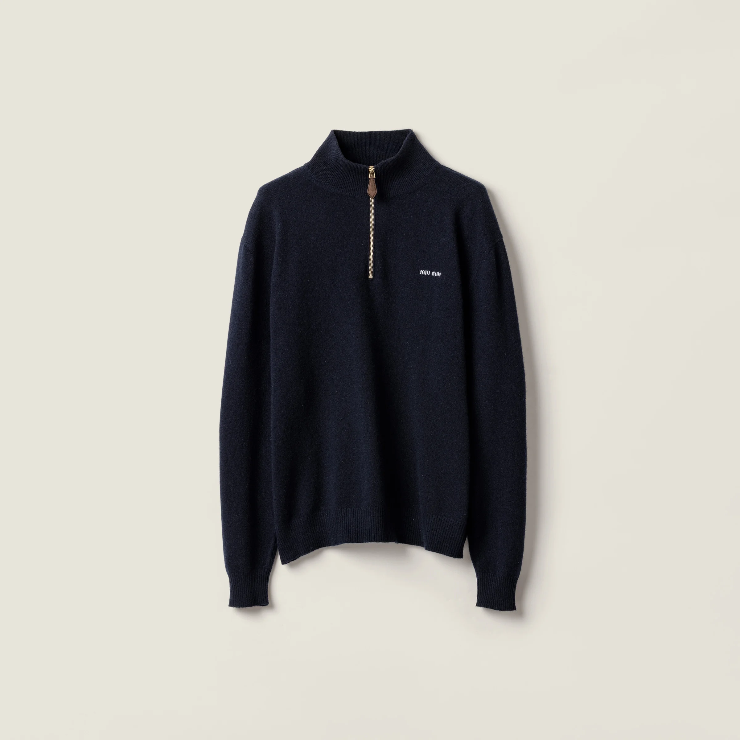 Cashmere and leather zipper sweater - 1