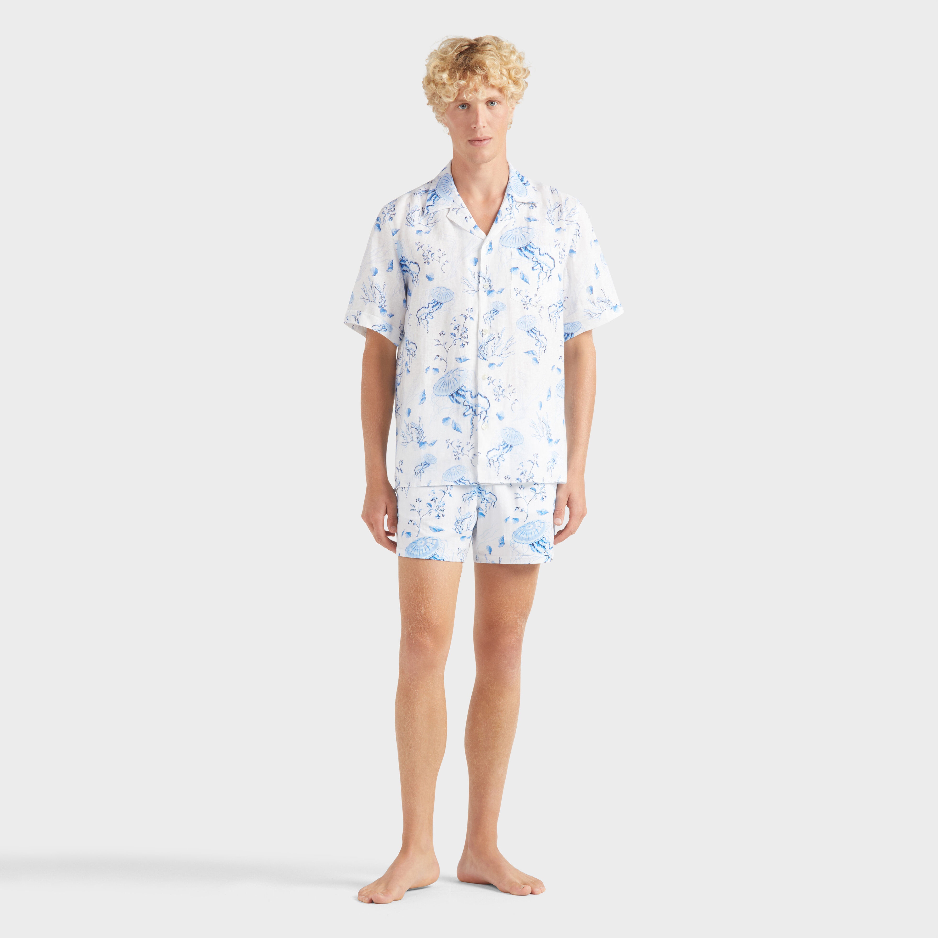 Men Bowling Linen Shirt Medusa and Shells - 3