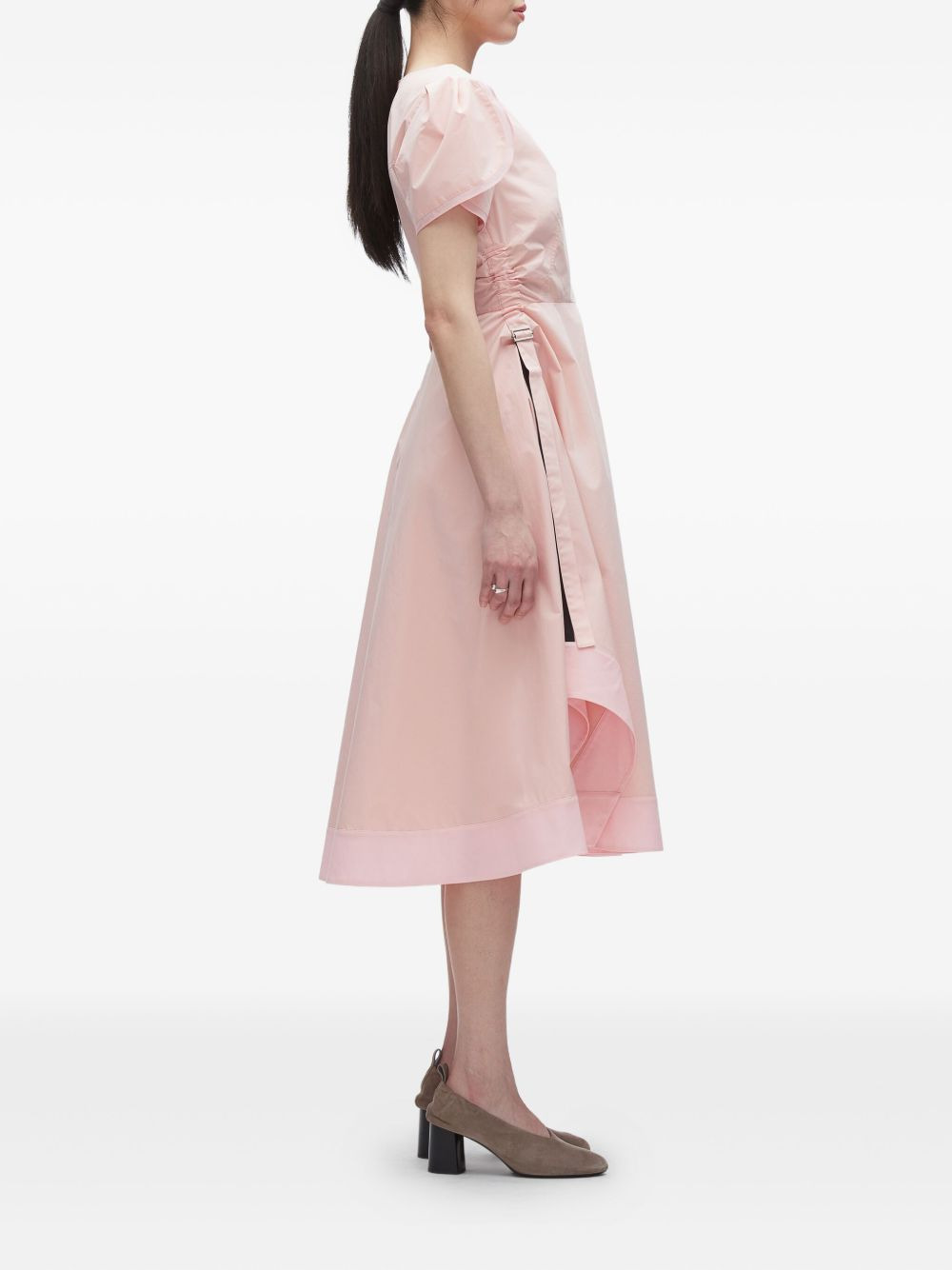 puff-sleeve drawstring dress - 4