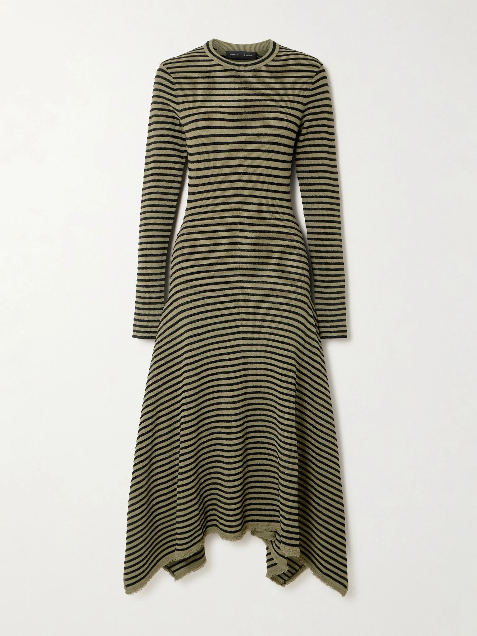 Didi frayed striped knitted midi dress Green - 1