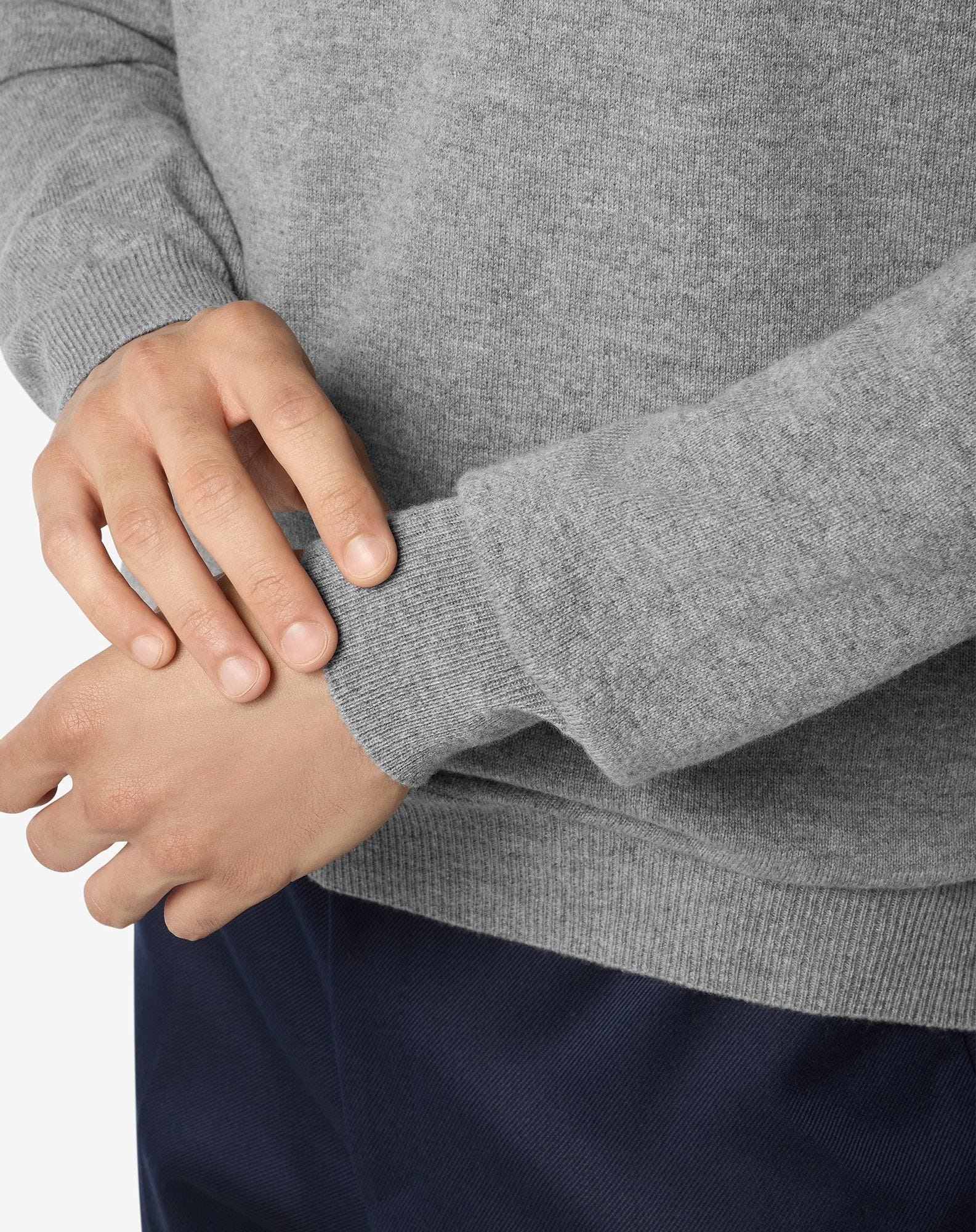 Melange grey wool and cashmere turtleneck - 5