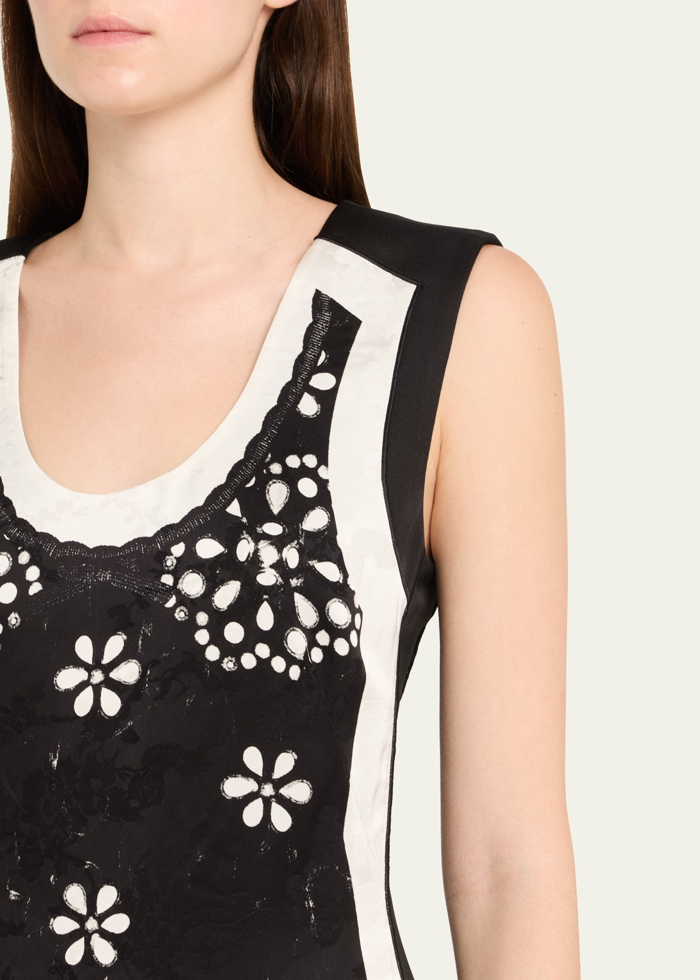 Trompe Loeil Eyelet Sleeveless Midi Dress - 5