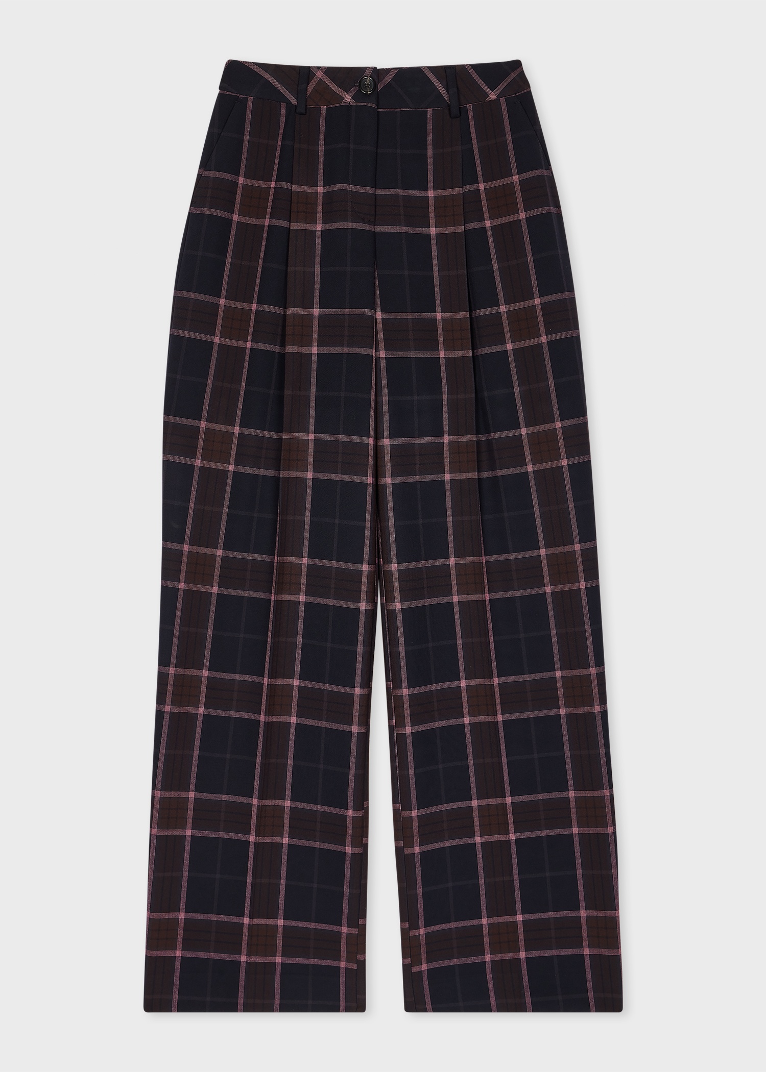 Women's Black Bonded Tartan Trousers - 1