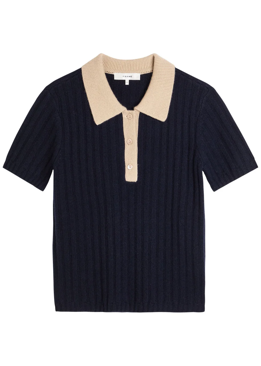 Frame Ribbed Cashmere Polo top - 1
