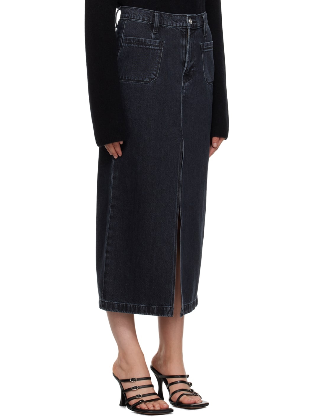 Black 'Le Bardot' Denim Maxi Skirt - 2