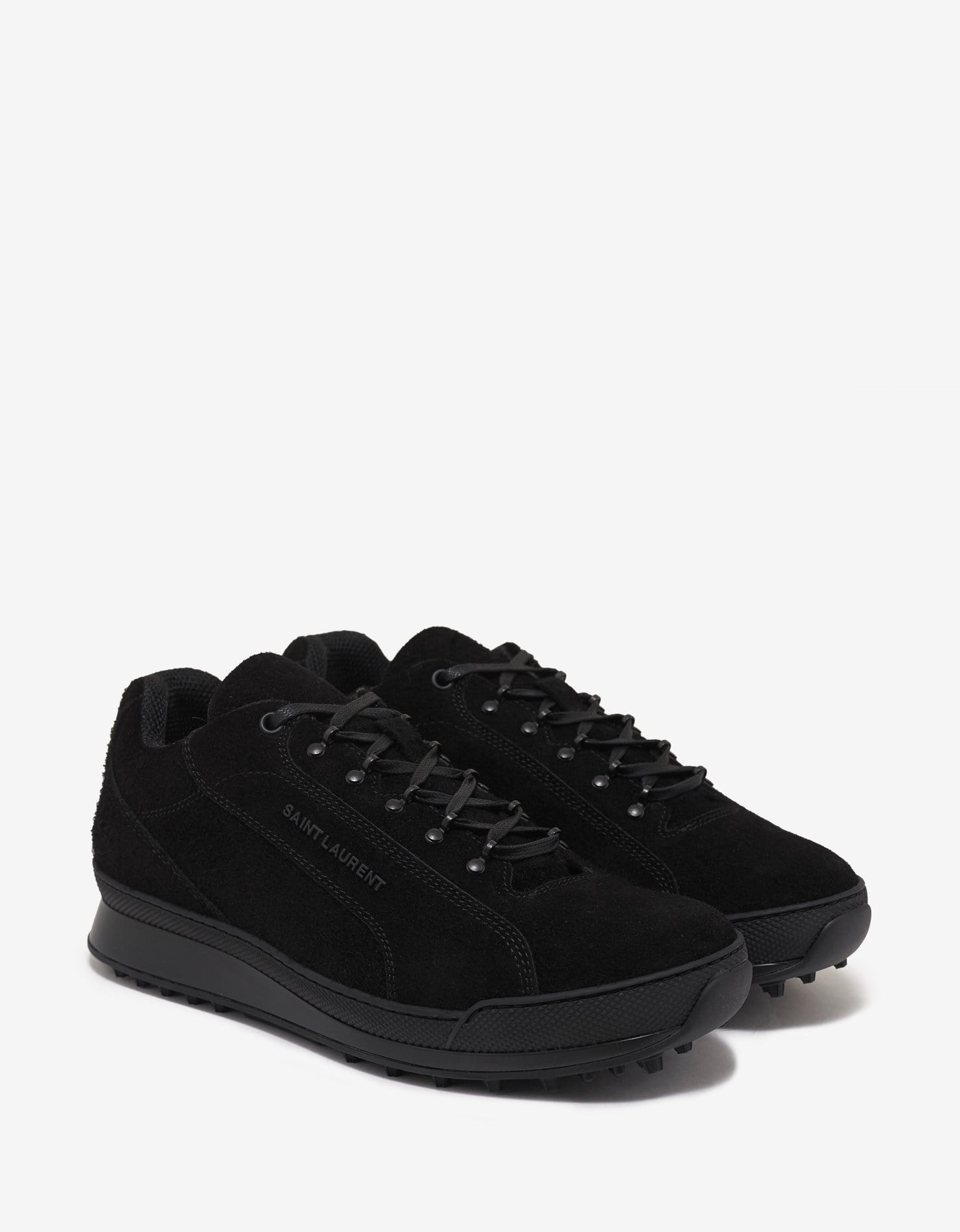 Black Suede Leather Jump Trainers - 1