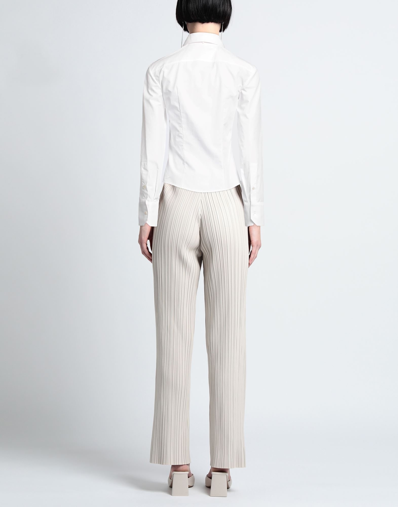 White Women's Solid Color Shirts & Blouses - 3