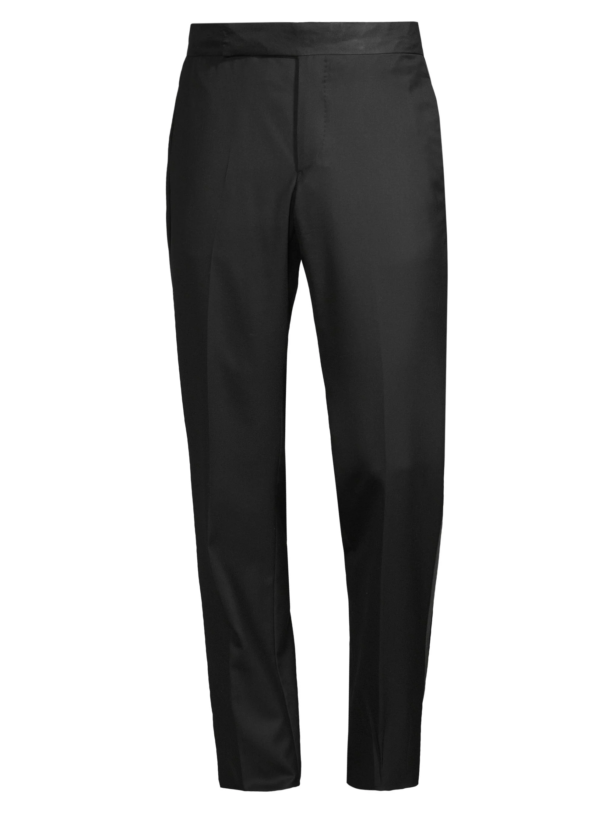 Men's Wool Tuxedo Pants - Black - 1