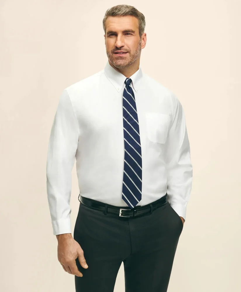 Big & Tall Stretch Dress Shirt, Non-Iron Pinpoint Button-Down Collar - 1