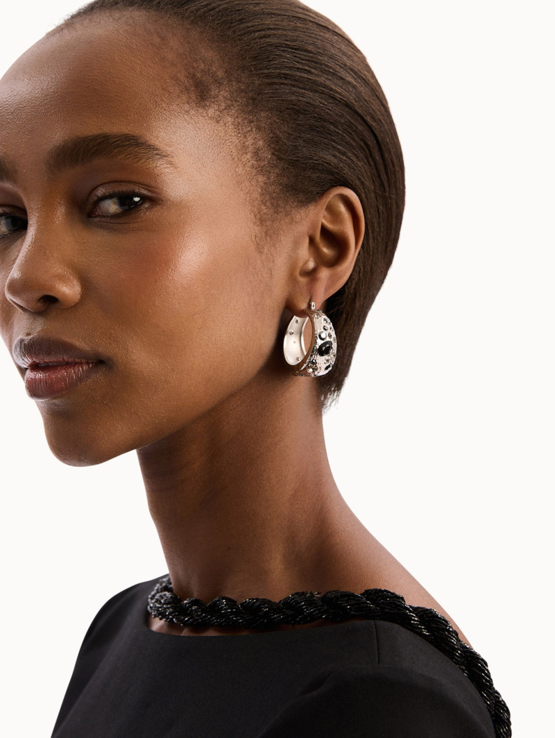 Oscar de la Renta MIXED CRYSTAL HOOP EARRINGS outlook