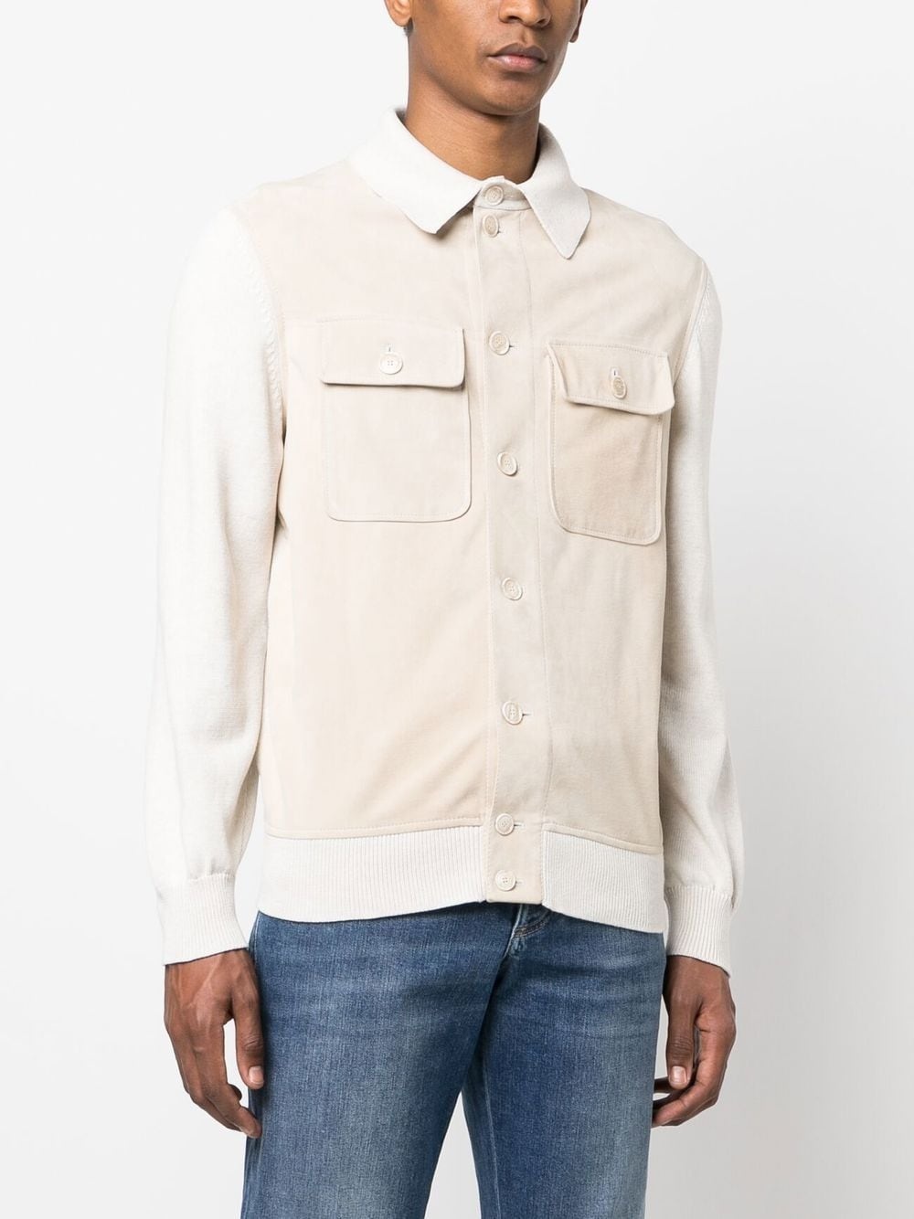 hybrid leather shirt jacket - 3