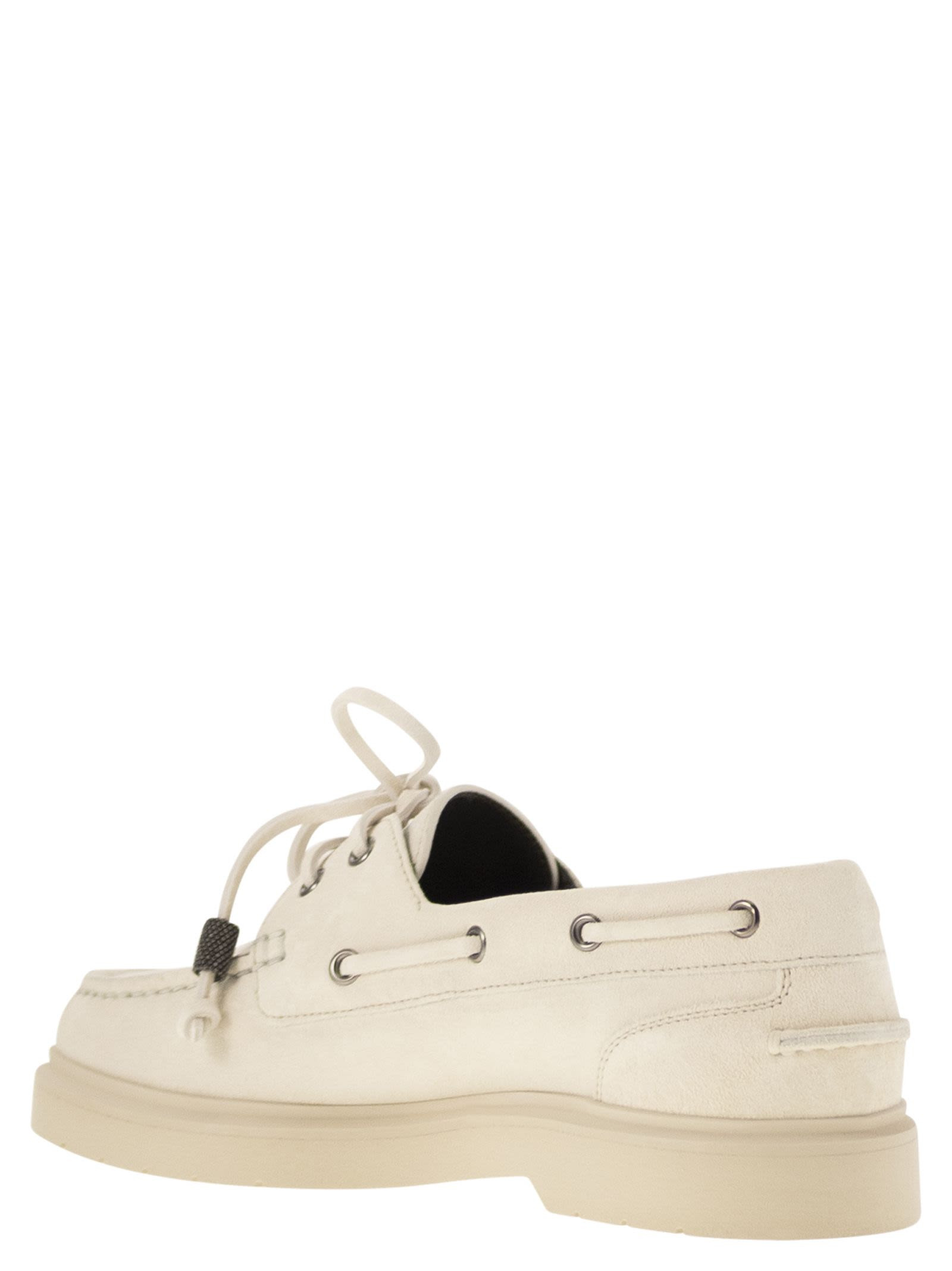 Brunello Cucinelli Women Penny Loafer Sail In Camoscio Con Shiny Aglets - 3