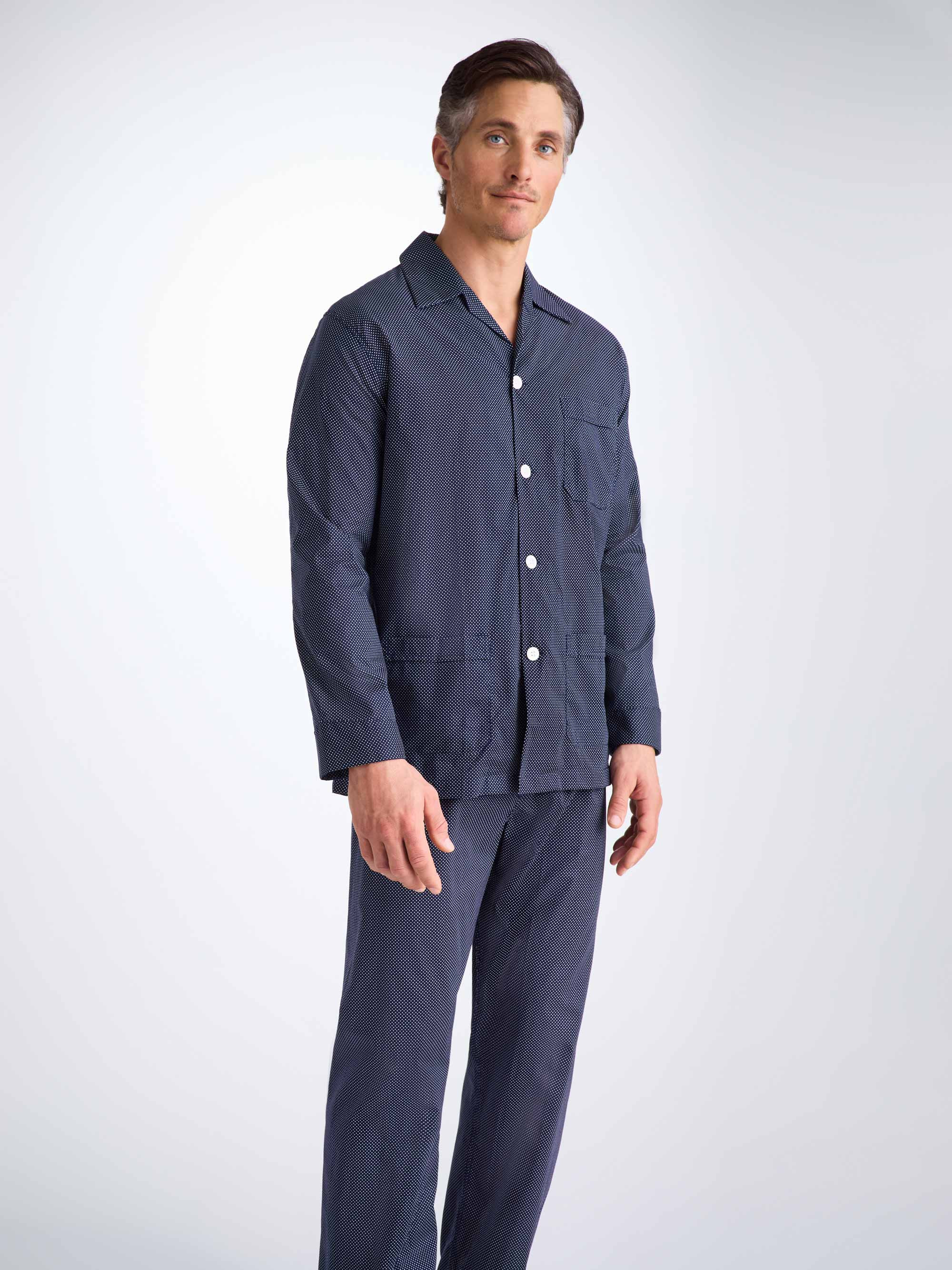 Men's Classic Fit Pyjamas Plaza 21 Cotton Batiste Navy - 8