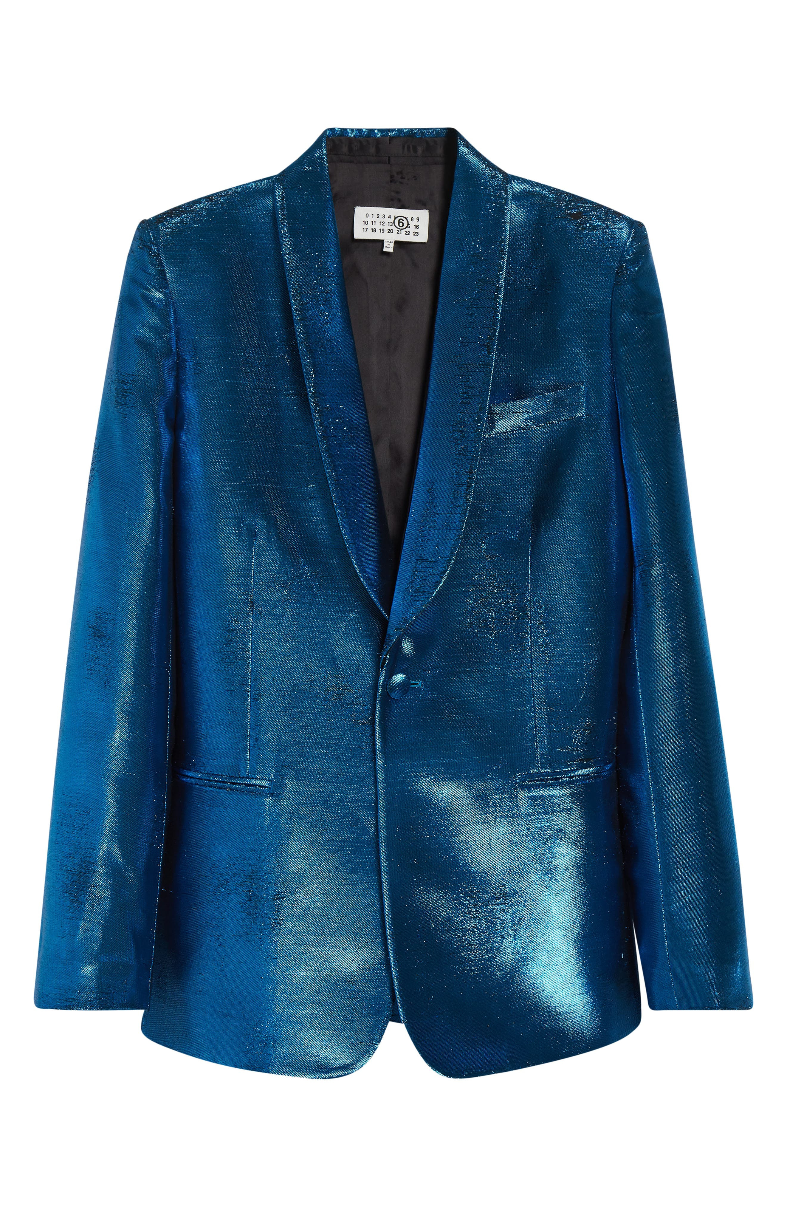 MM6 Maison Margiela Distressed Jacquard Suit Jacket in Blue at Nordstrom - 7