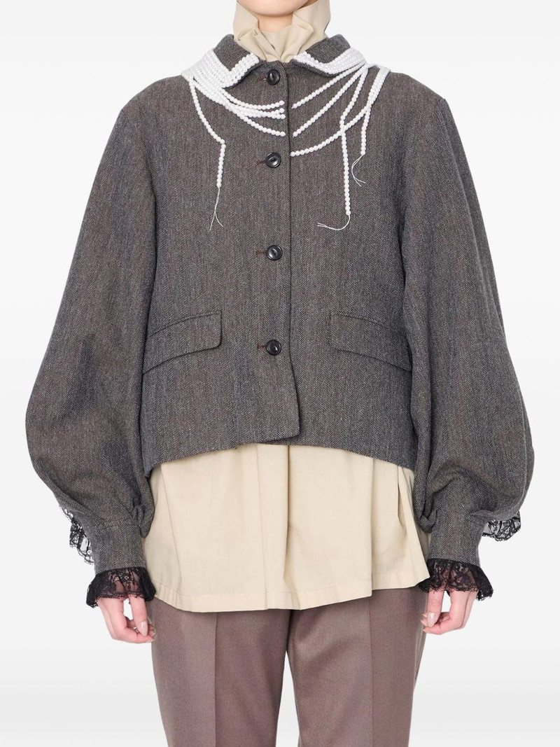 Kolor herringbone pearl embellished jacket outlook