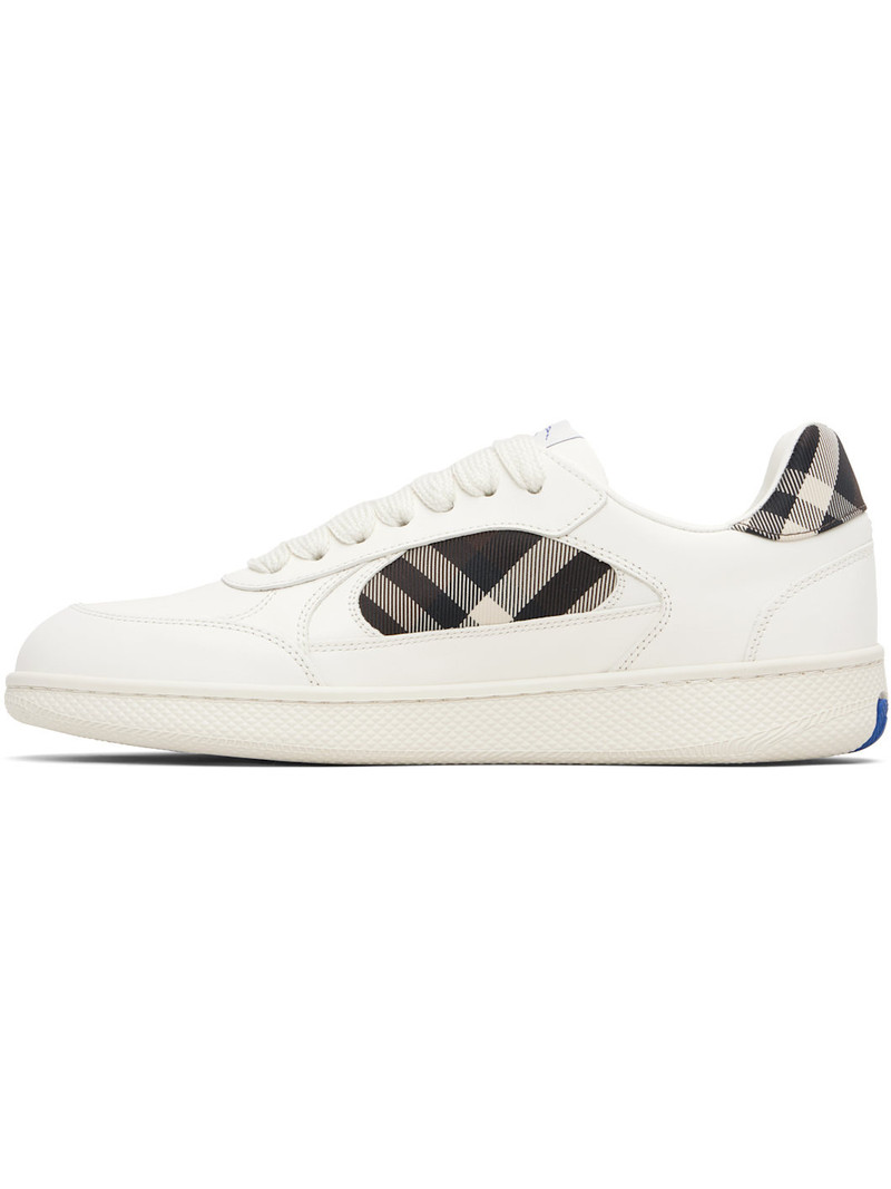 Burberry White Leather & Check Terrace Sneakers outlook