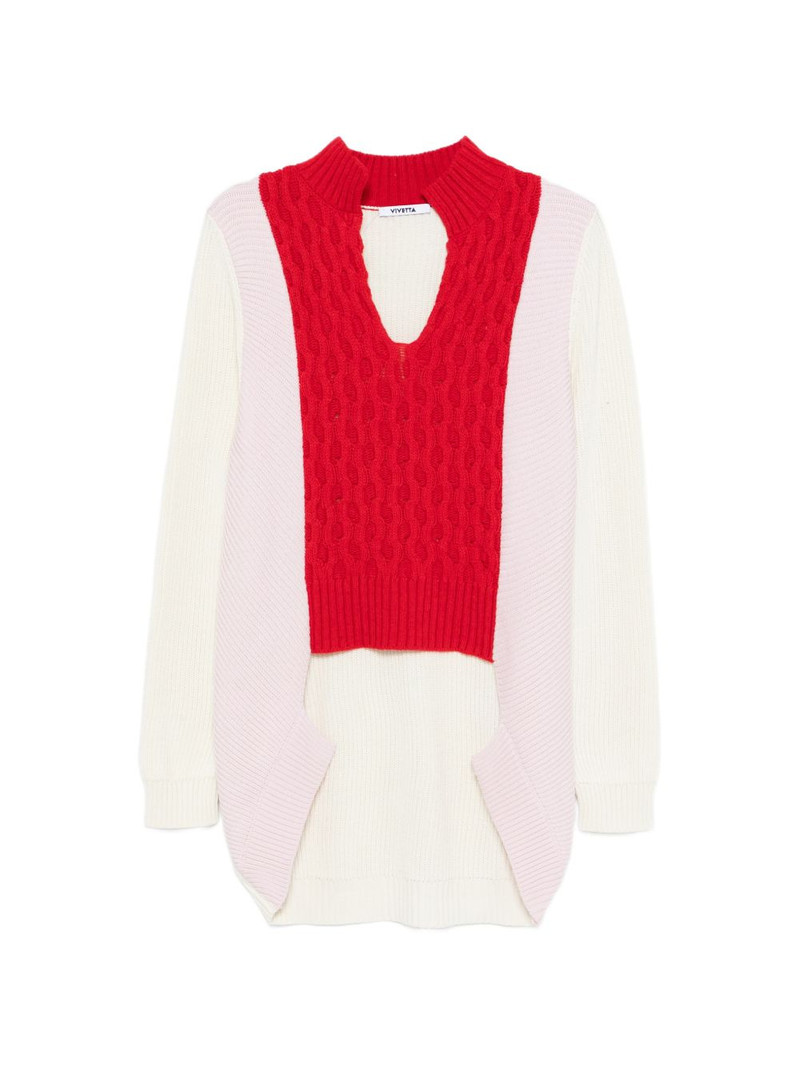 cable-knit V-neck mini dress 1