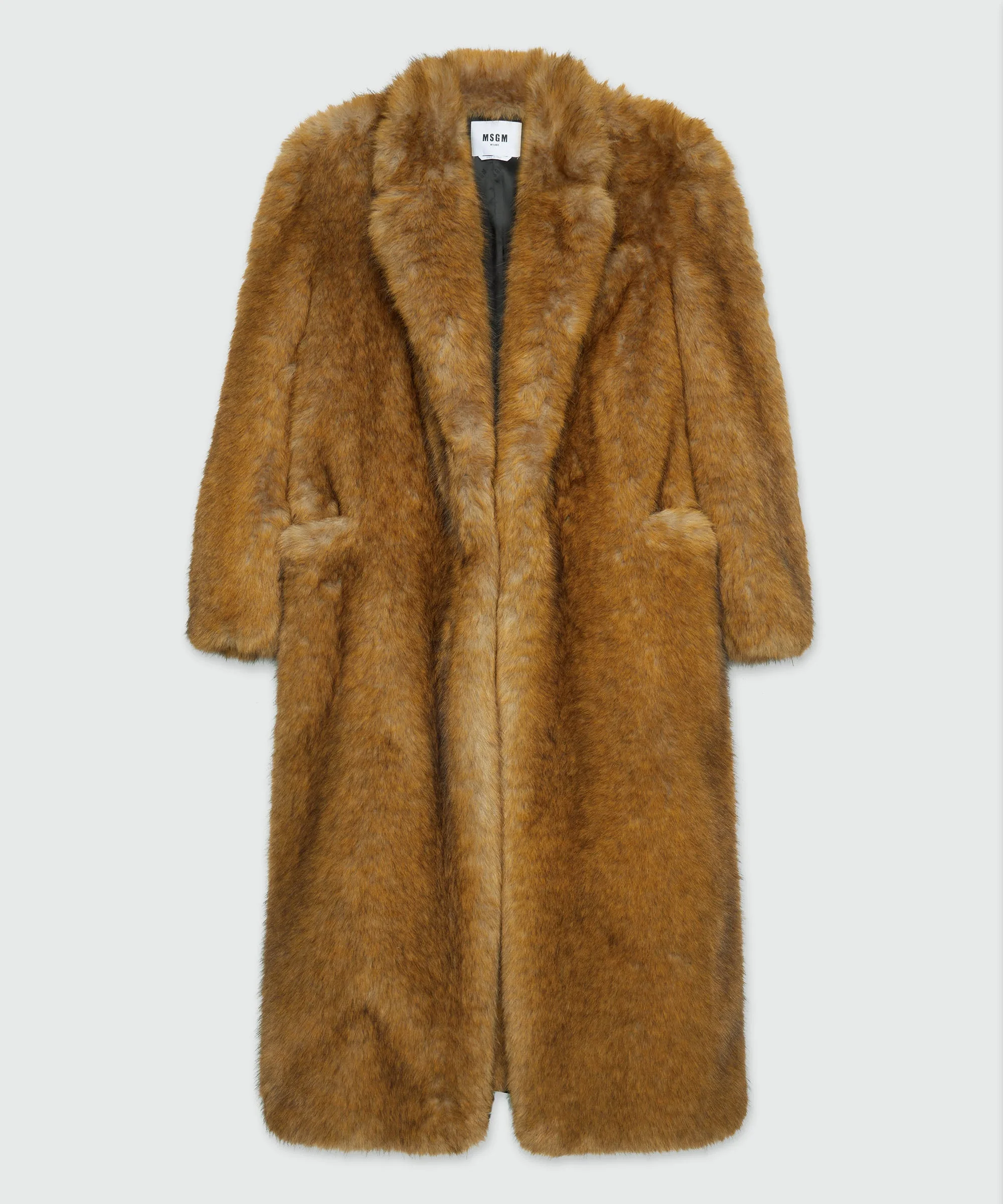 Long beige faux fur coat - 1