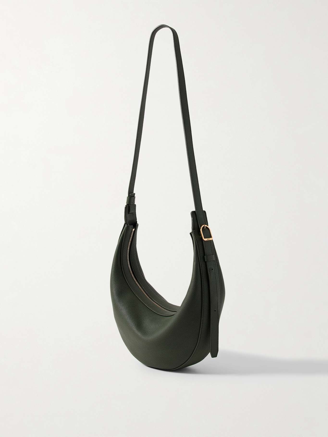 Augustina small textured-leather shoulder bag Forest green - 3