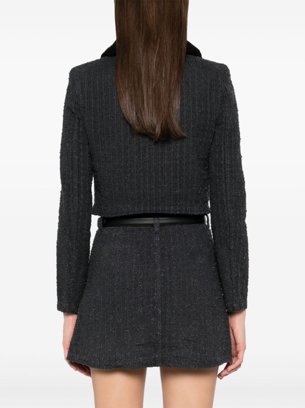 textured denim jacket - 4