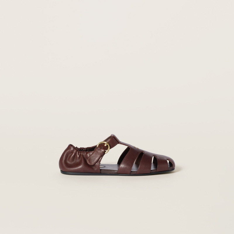 Miu Miu Ruches nappa leather fisherman's sandals outlook
