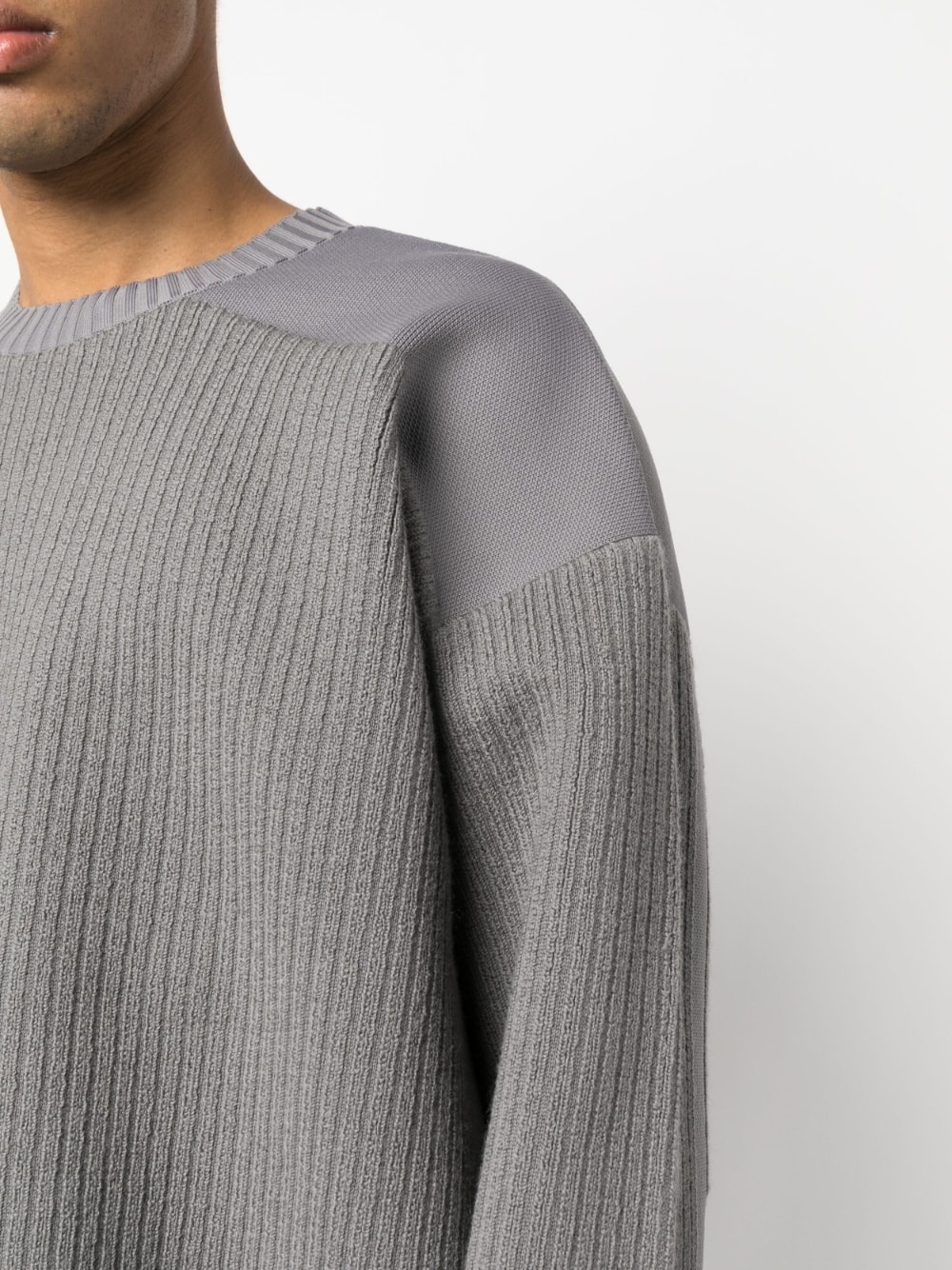 ribbed-panneling crew-neck jumper - 5