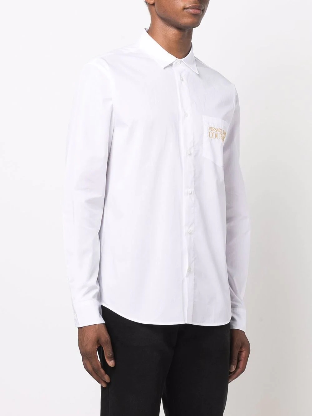 embroidered-logo cotton shirt - 3