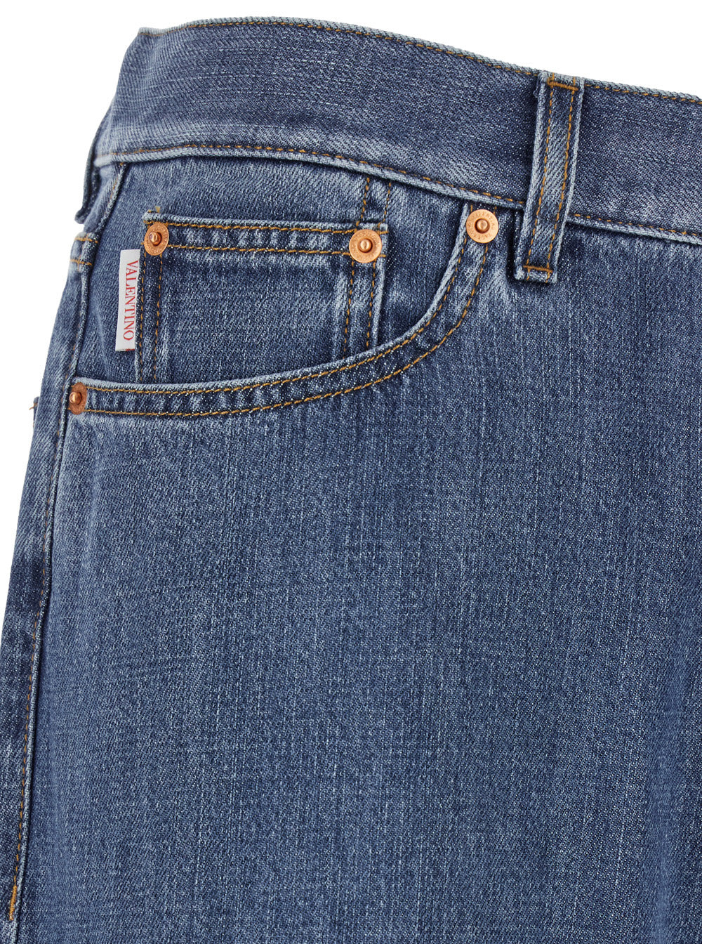 Valentino Men Blue Five-Pocket Wide Jeans In Denim Man - 3