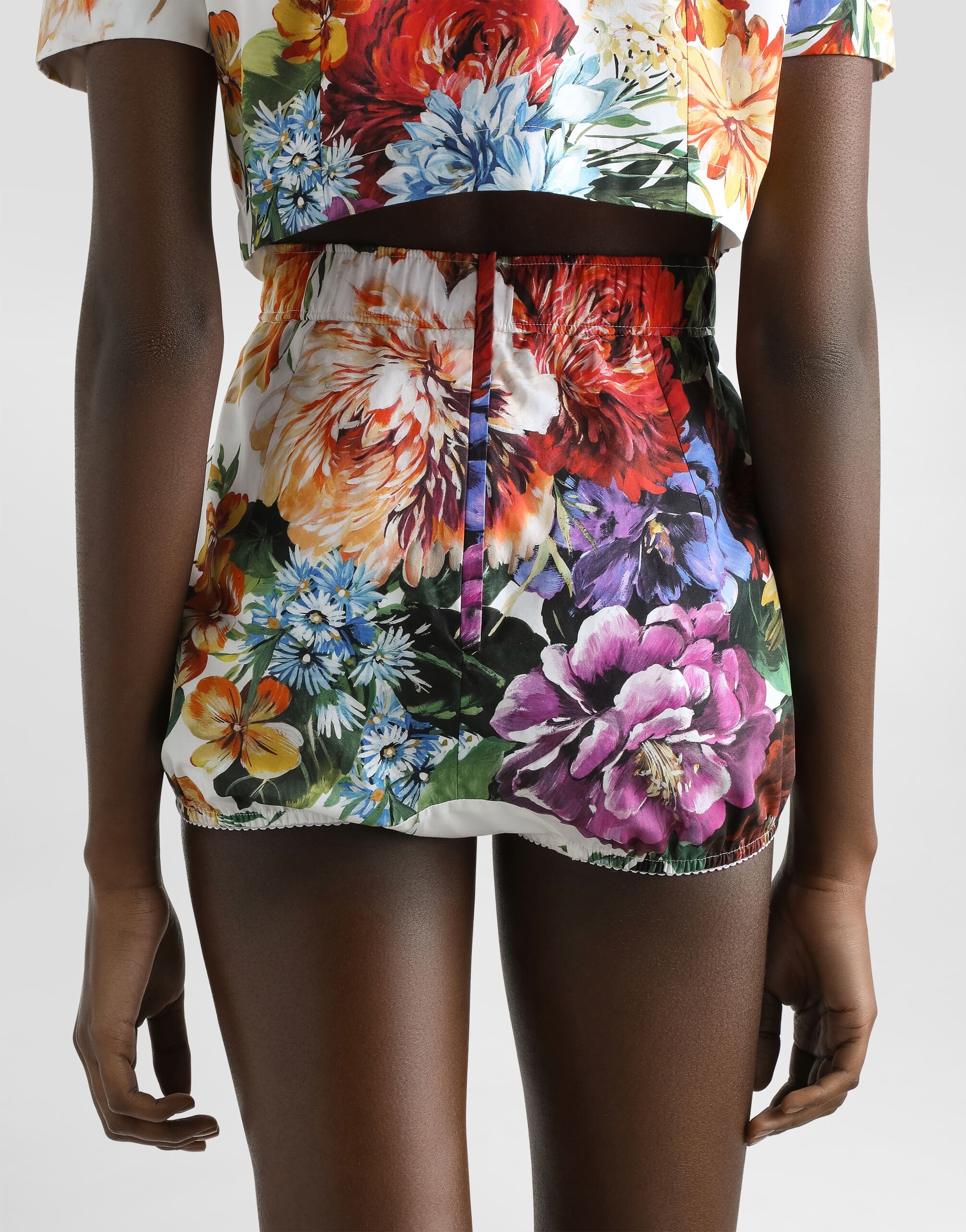Bouquet-print poplin shorts - 5