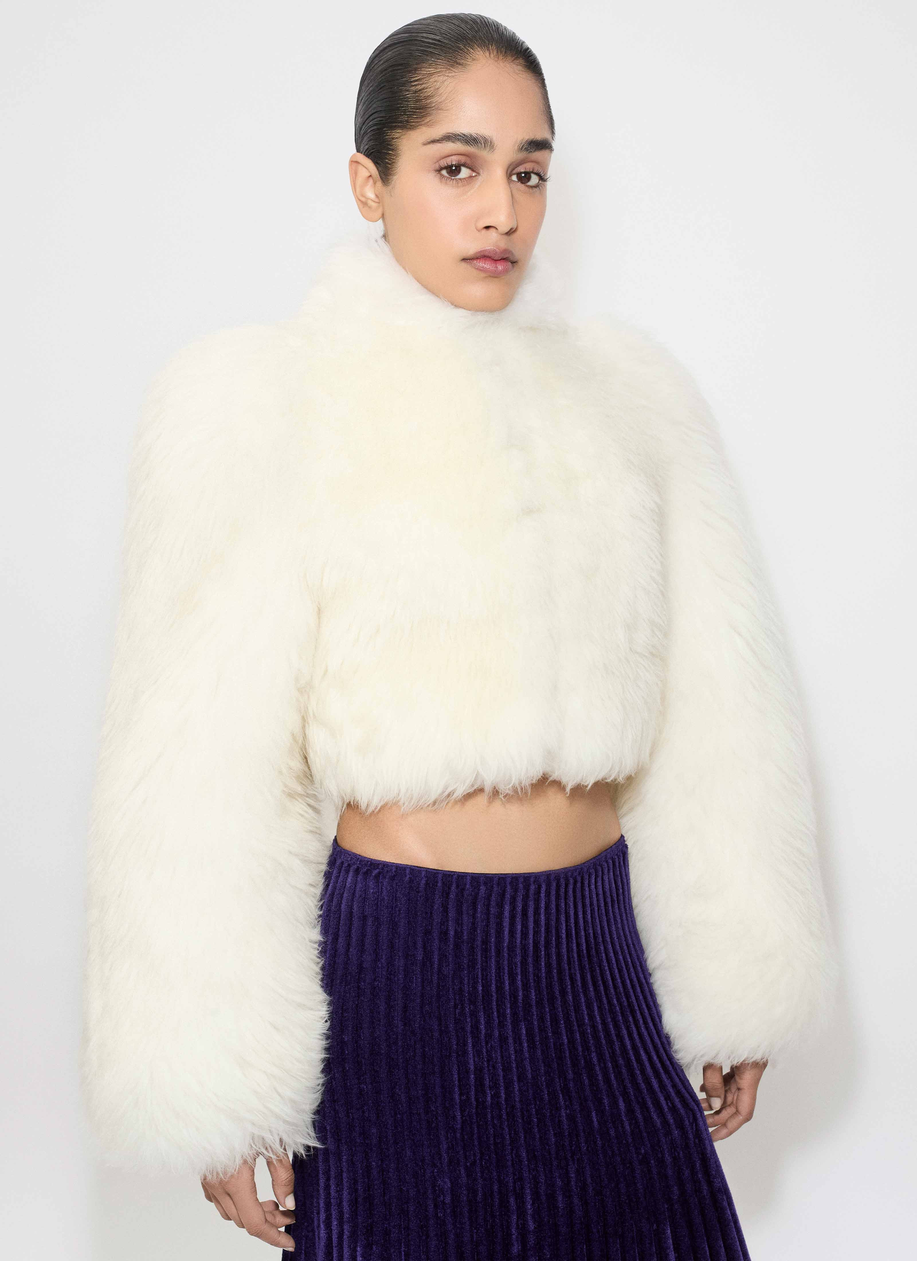 LAMBSKIN SHEARLING CROPPED JACKET - 6